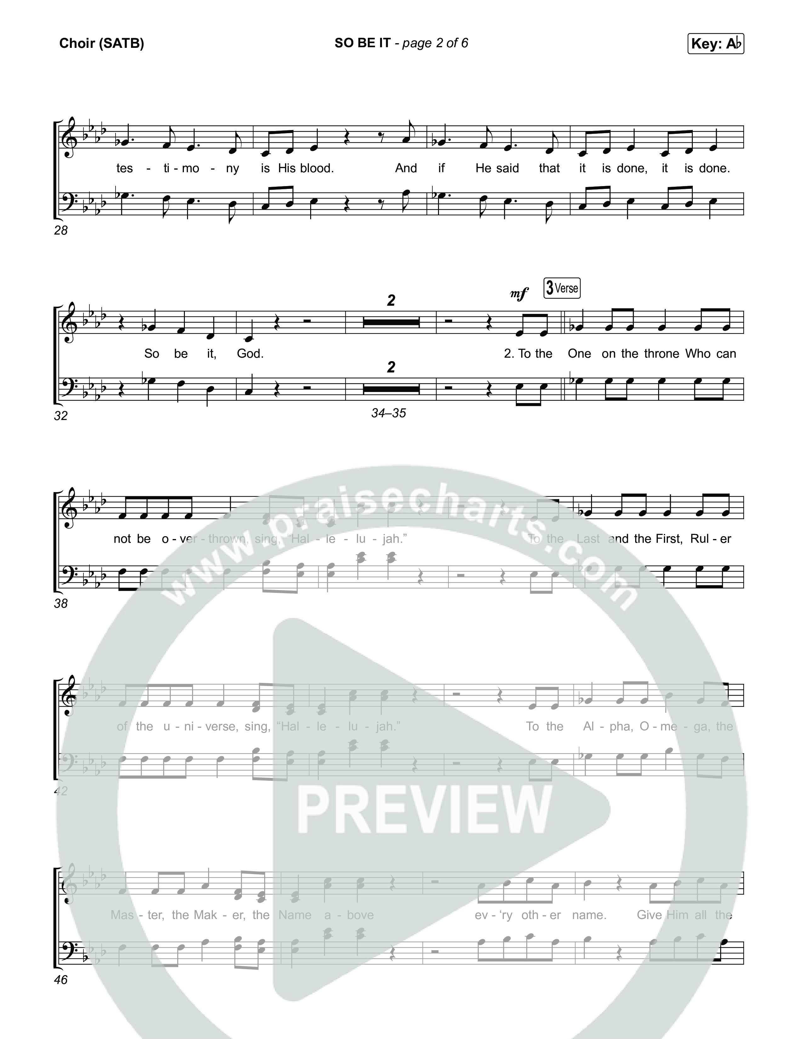 SO BE IT Choir Sheet (SATB) (Elevation Worship / Tiffany Hudson / Chris Brown)