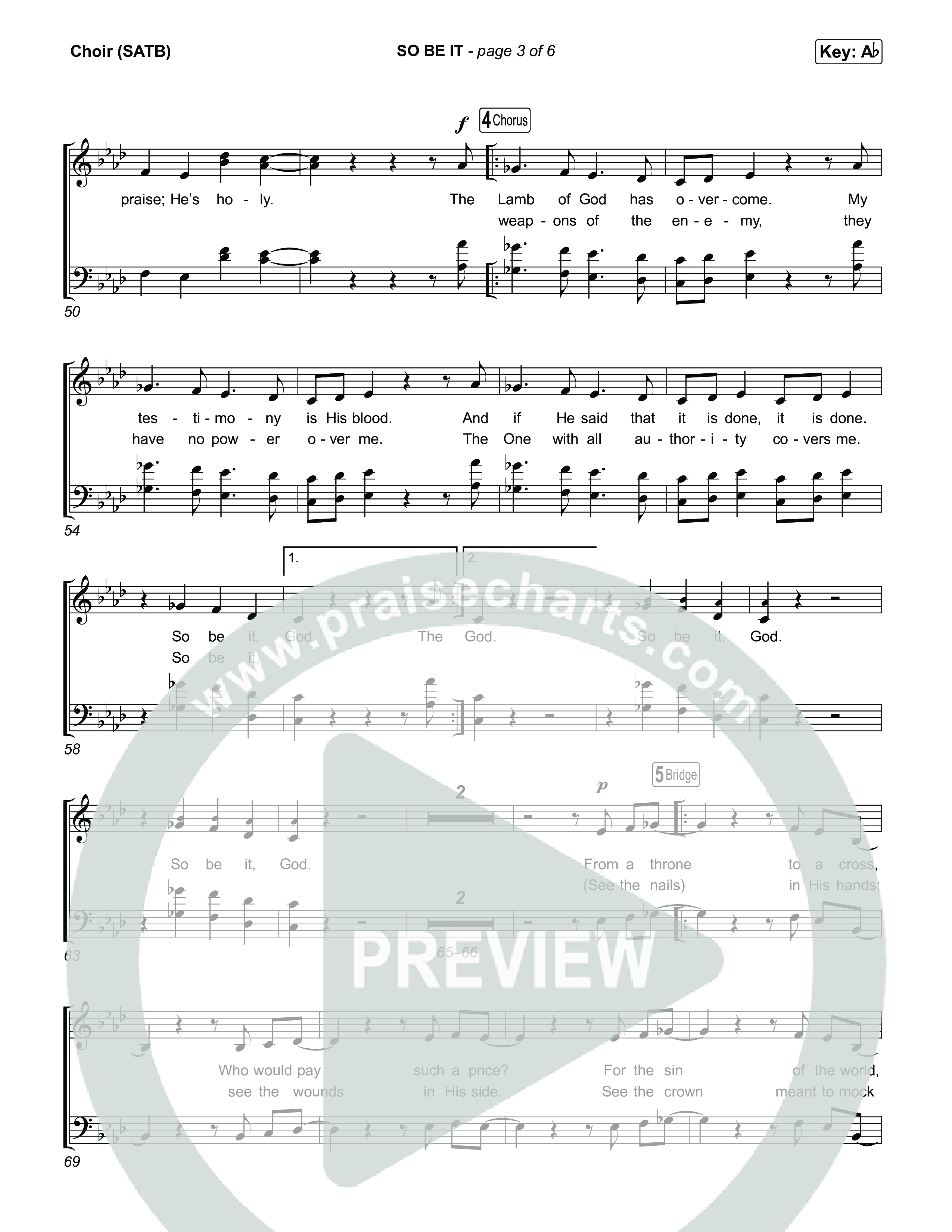 SO BE IT Choir Sheet (SATB) (Elevation Worship / Tiffany Hudson / Chris Brown)