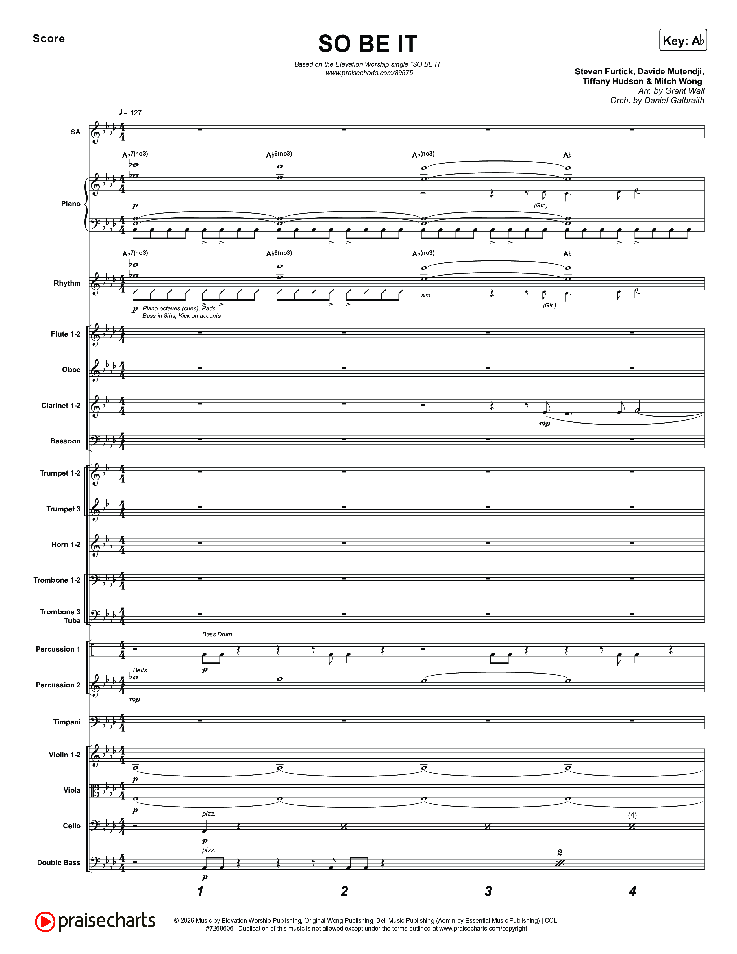 SO BE IT Conductor's Score (Elevation Worship / Tiffany Hudson / Chris Brown)