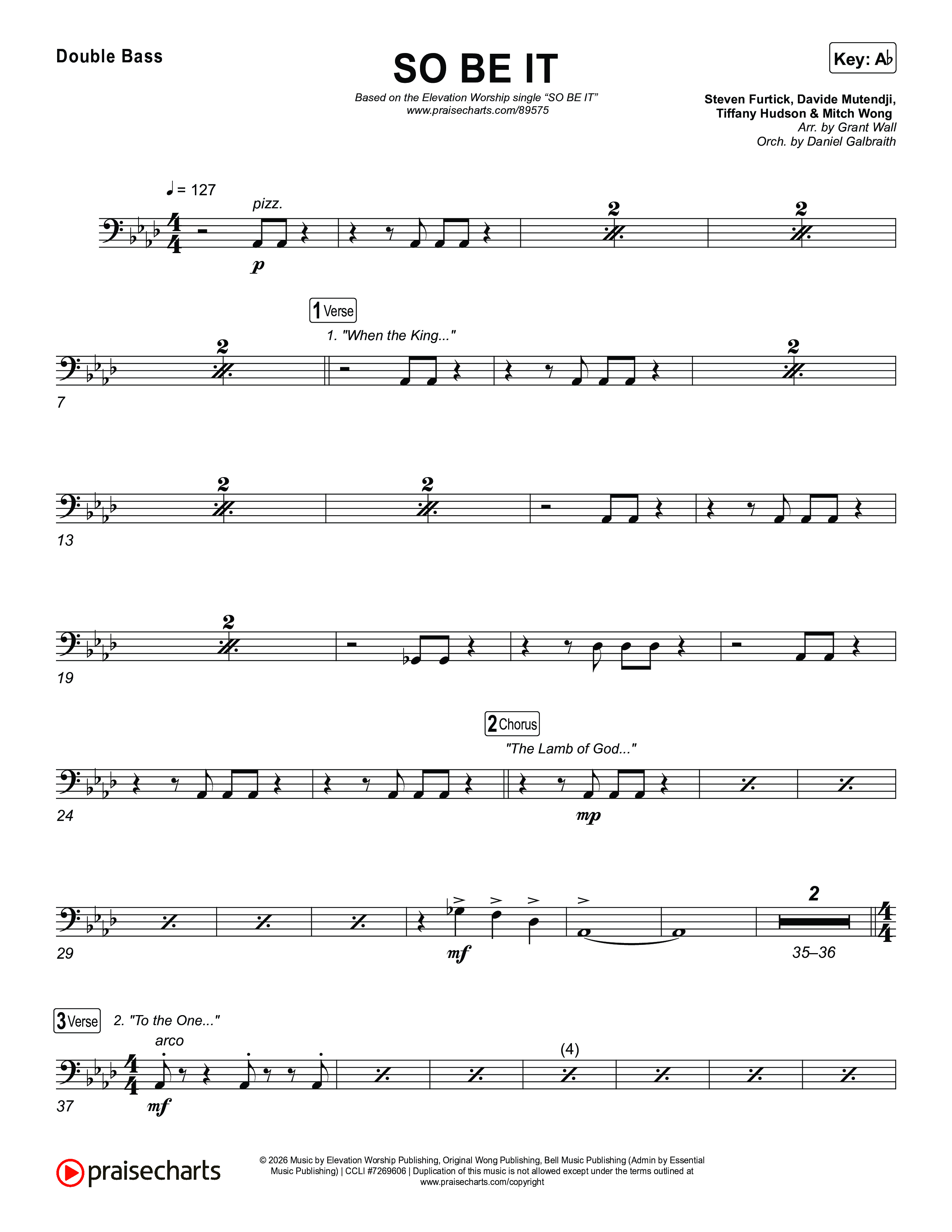 SO BE IT String Bass (Elevation Worship / Tiffany Hudson / Chris Brown)