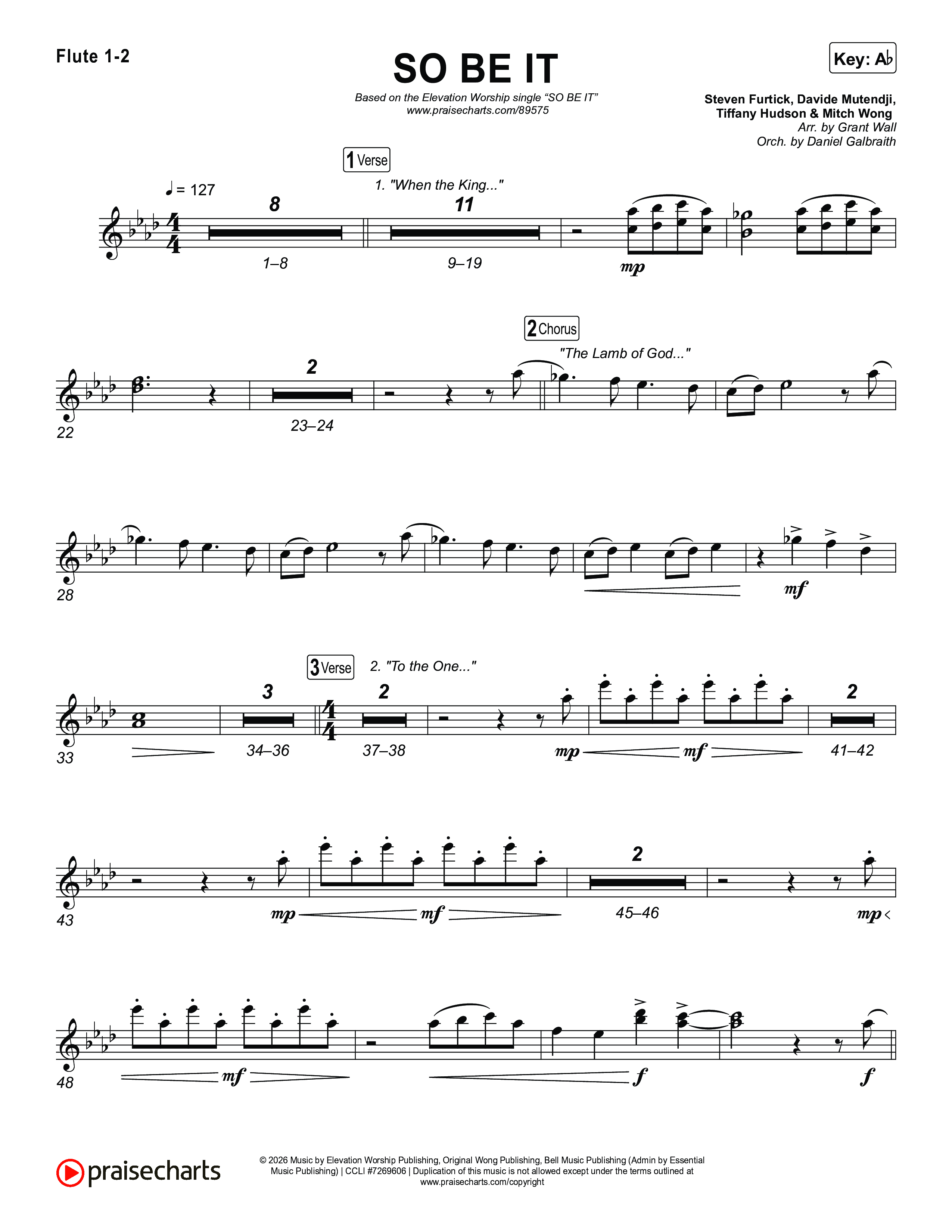 SO BE IT Flute 1,2 (Elevation Worship / Tiffany Hudson / Chris Brown)