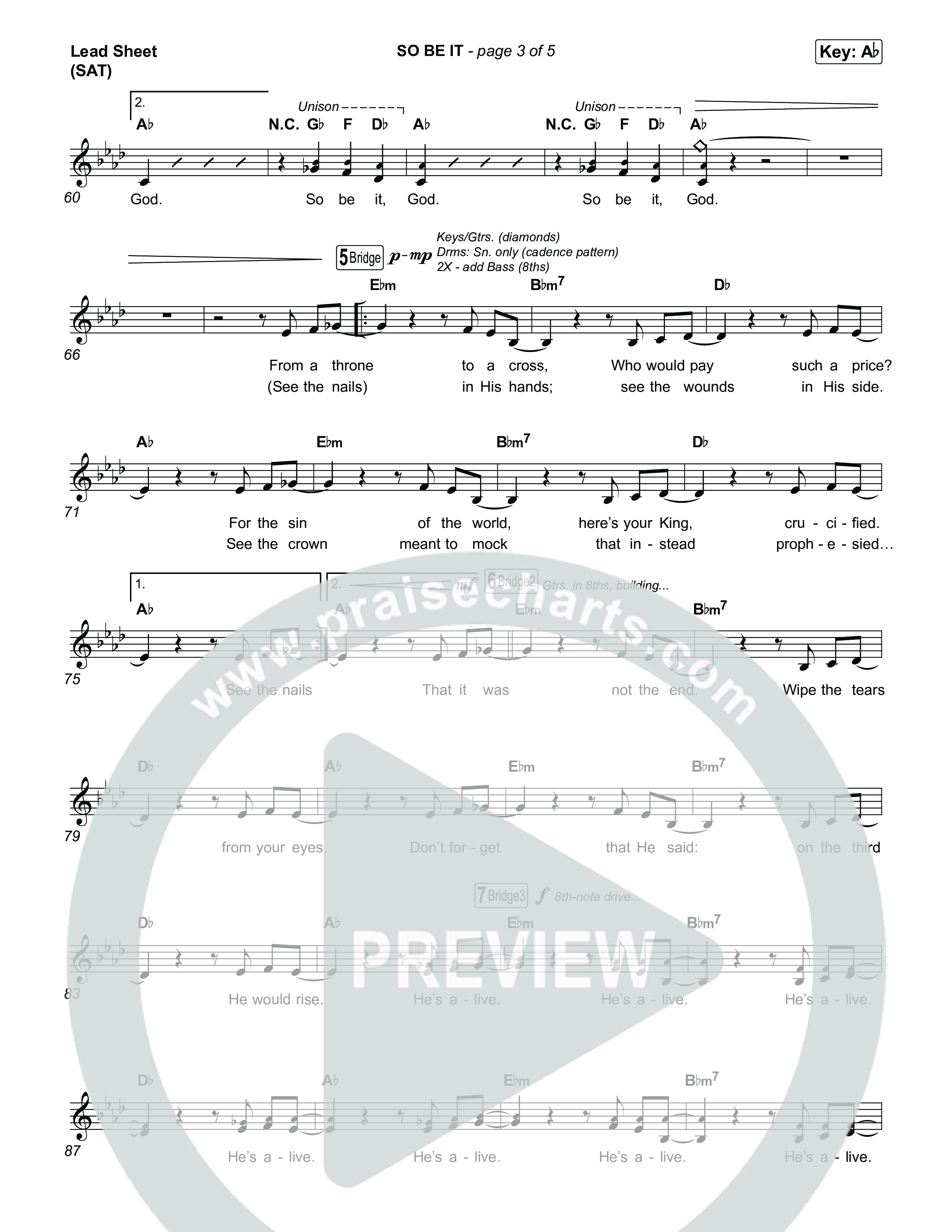 SO BE IT Lead Sheet (SAT) (Elevation Worship / Tiffany Hudson / Chris Brown)