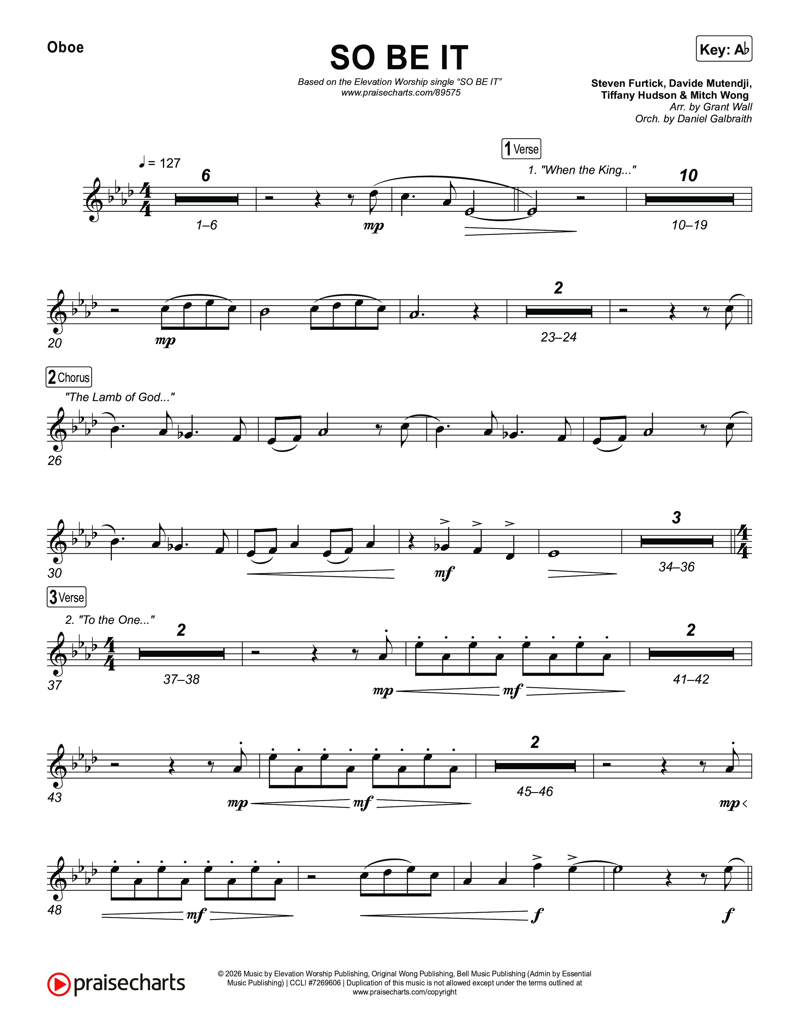 SO BE IT Oboe (Elevation Worship / Tiffany Hudson / Chris Brown)