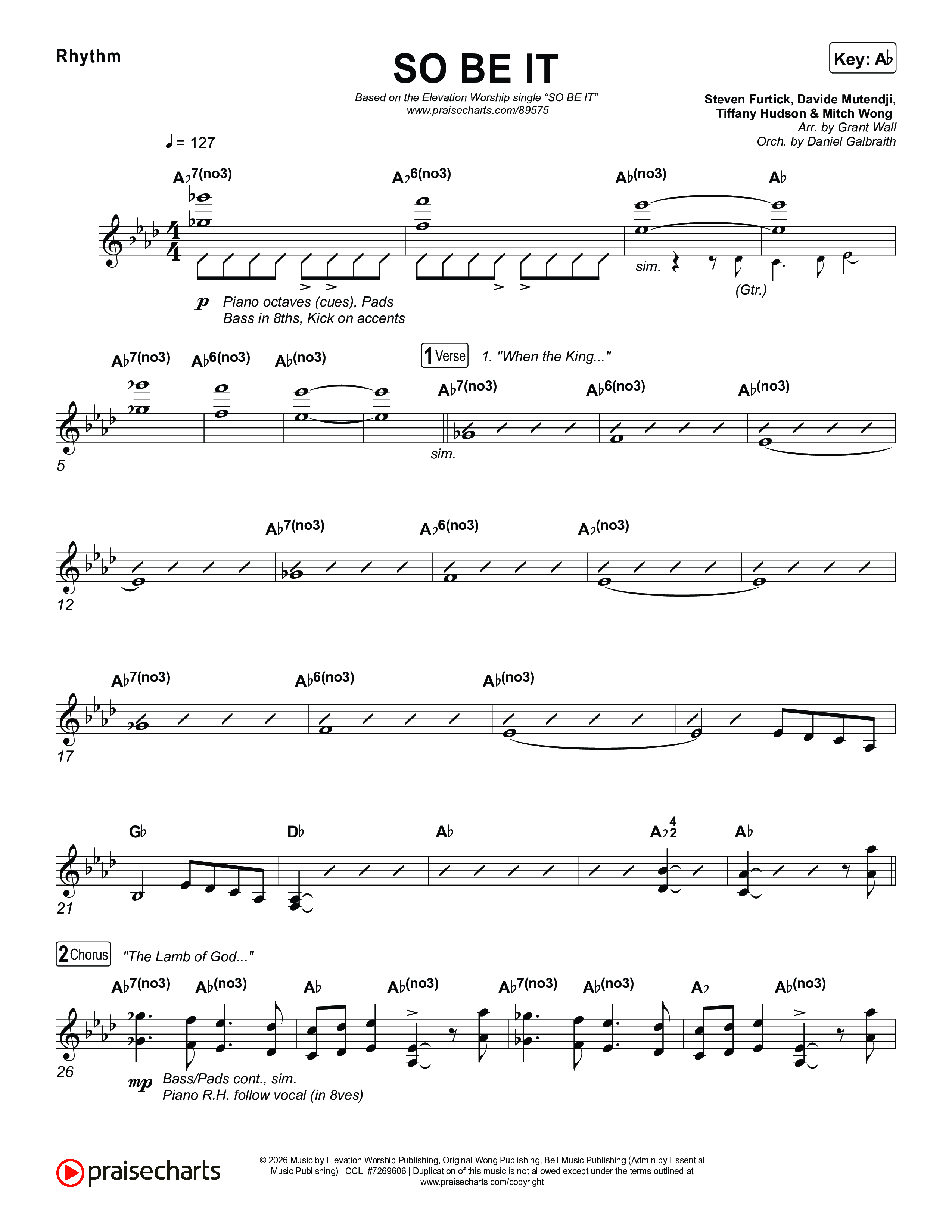 SO BE IT Rhythm Chart (Elevation Worship / Tiffany Hudson / Chris Brown)