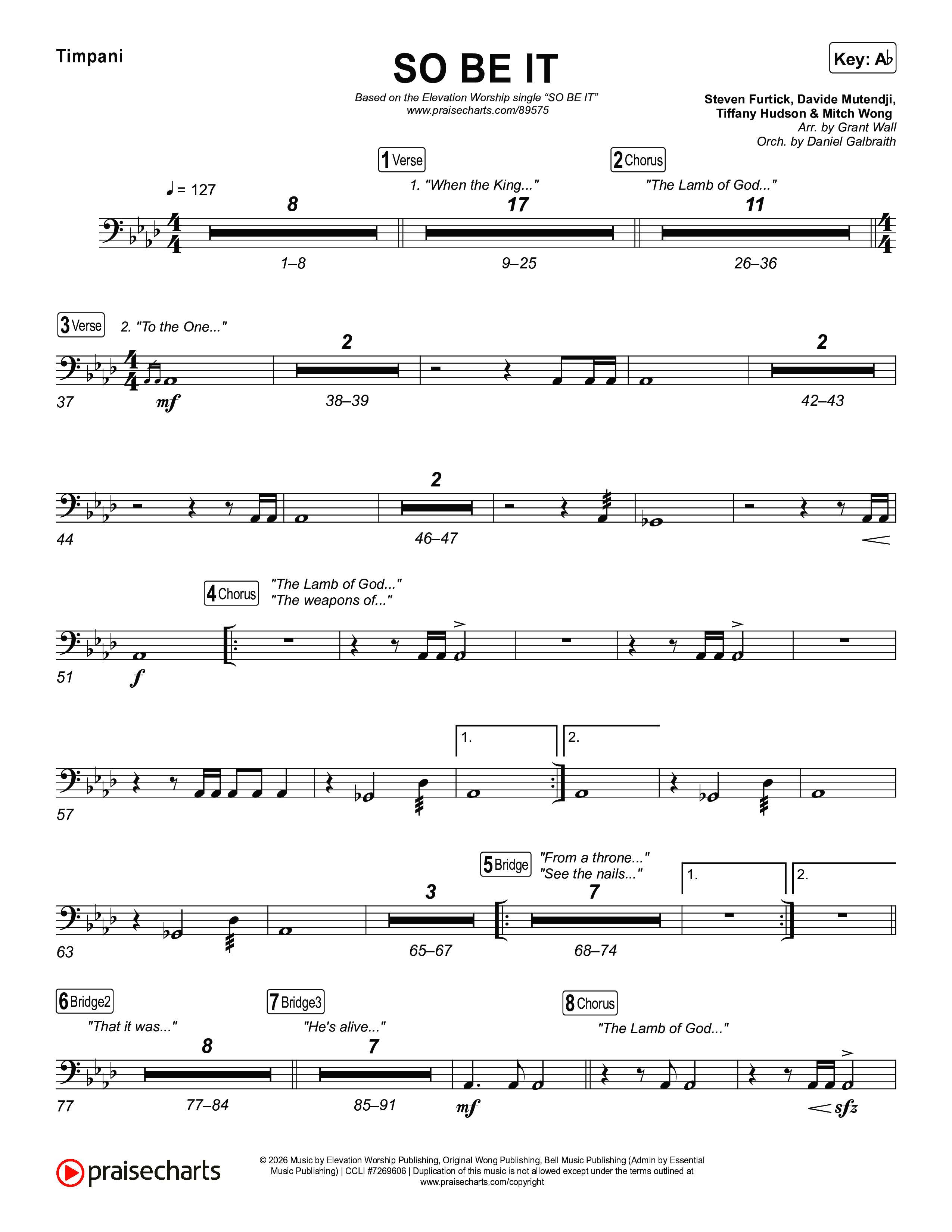 SO BE IT Timpani (Elevation Worship / Tiffany Hudson / Chris Brown)