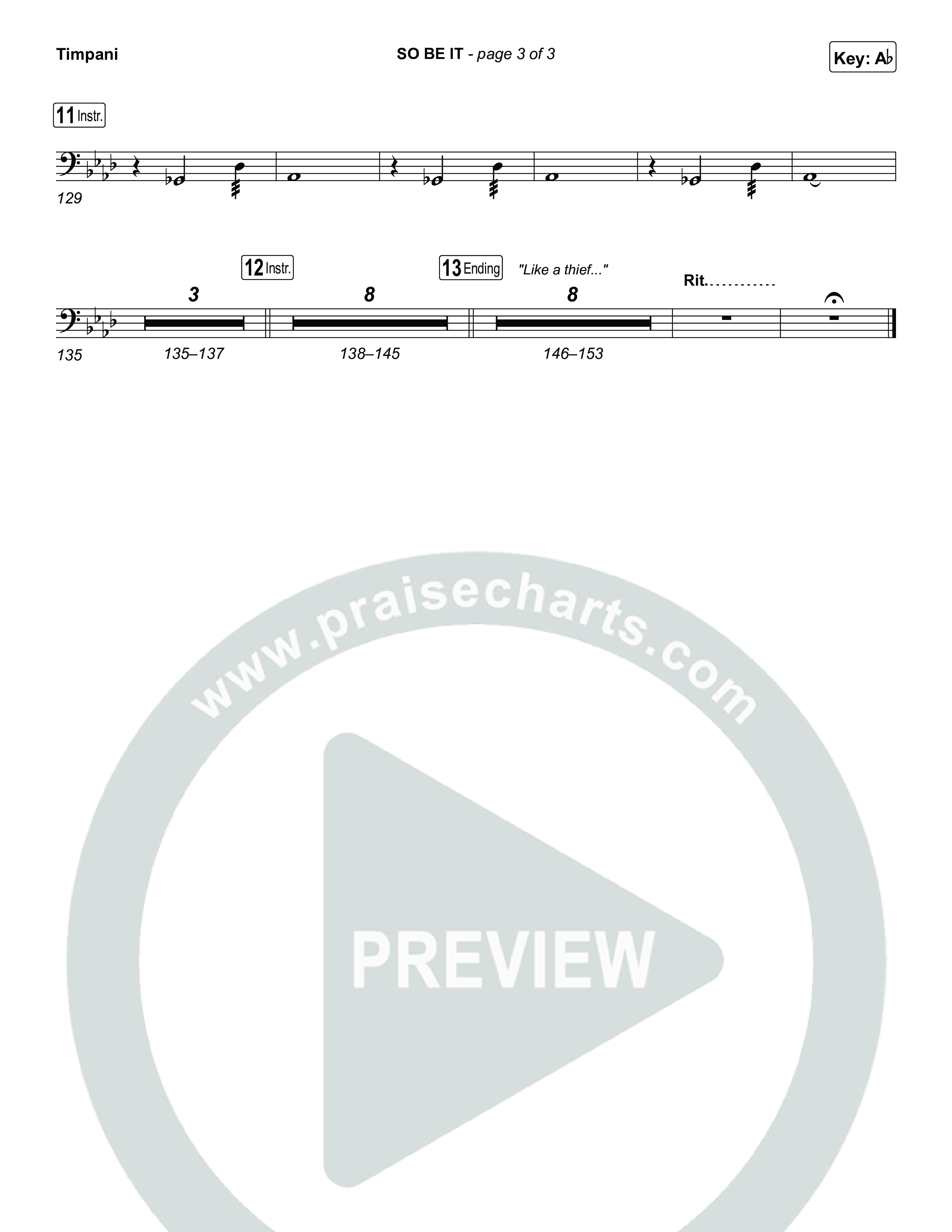 SO BE IT Timpani (Elevation Worship / Tiffany Hudson / Chris Brown)