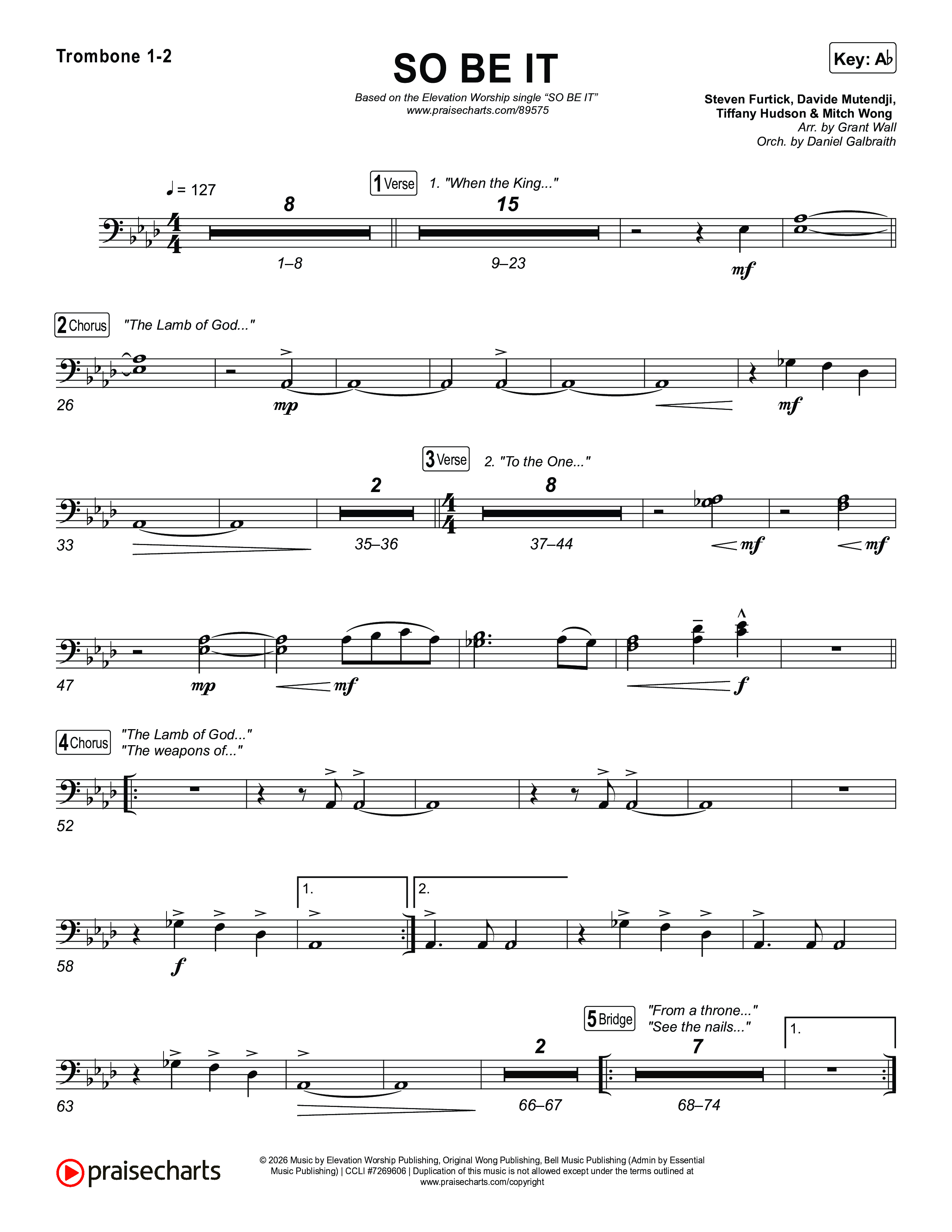 SO BE IT Trombone 1/2 (Elevation Worship / Tiffany Hudson / Chris Brown)