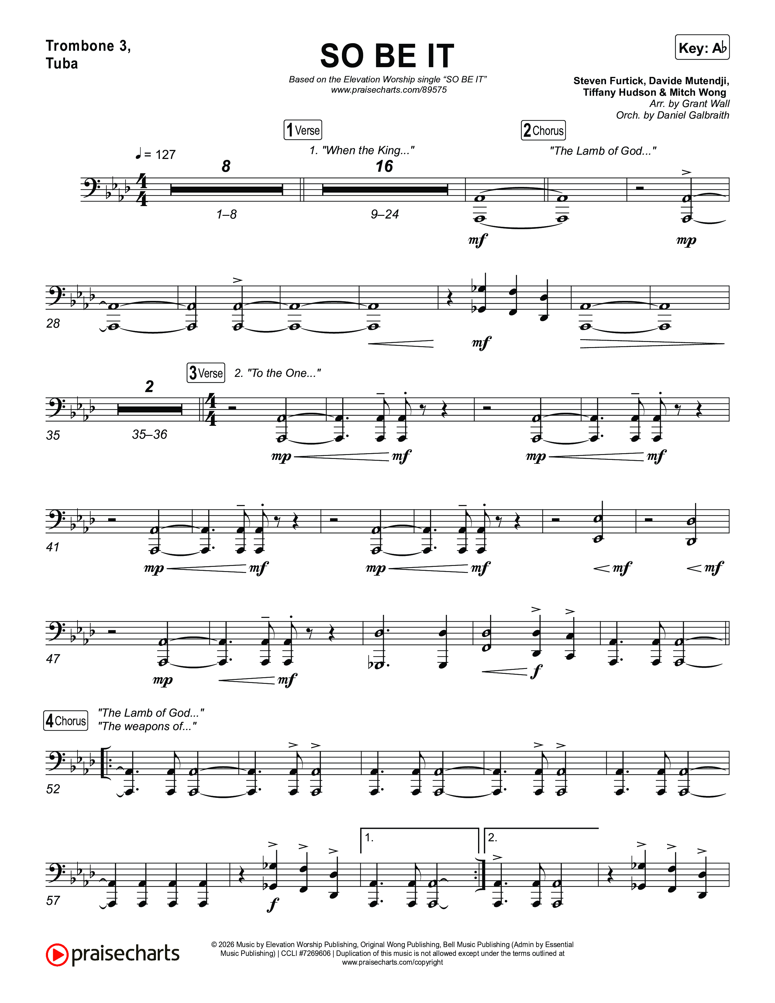 SO BE IT Trombone 3/Tuba (Elevation Worship / Tiffany Hudson / Chris Brown)