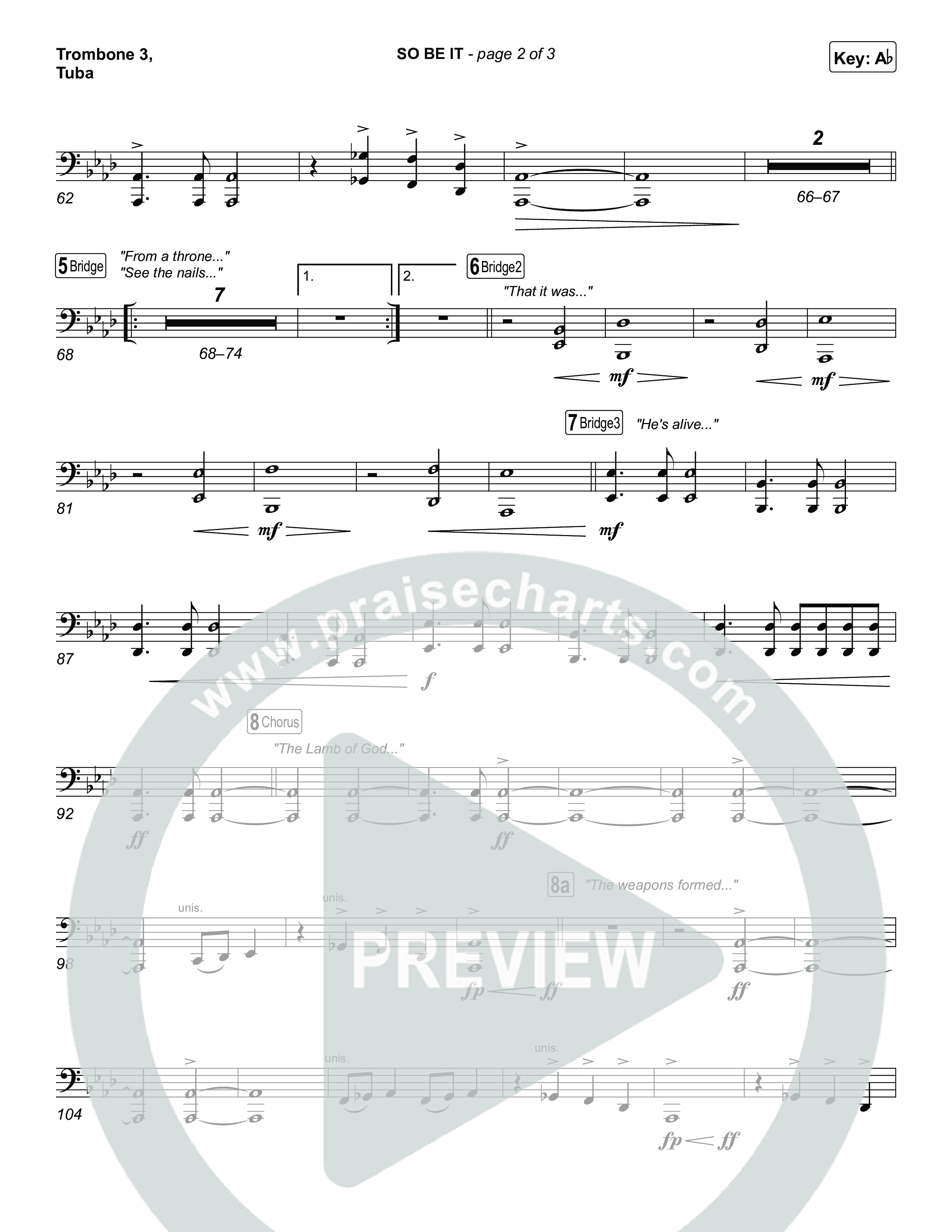 SO BE IT Trombone 3/Tuba (Elevation Worship / Tiffany Hudson / Chris Brown)