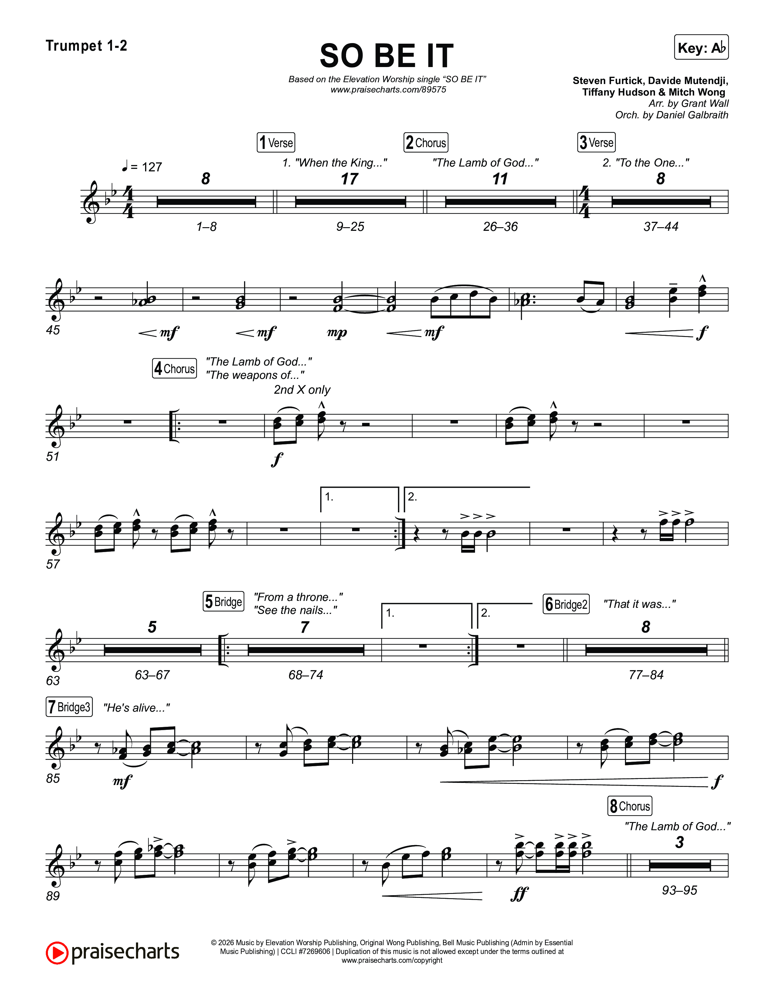 SO BE IT Trumpet 1,2 (Elevation Worship / Tiffany Hudson / Chris Brown)