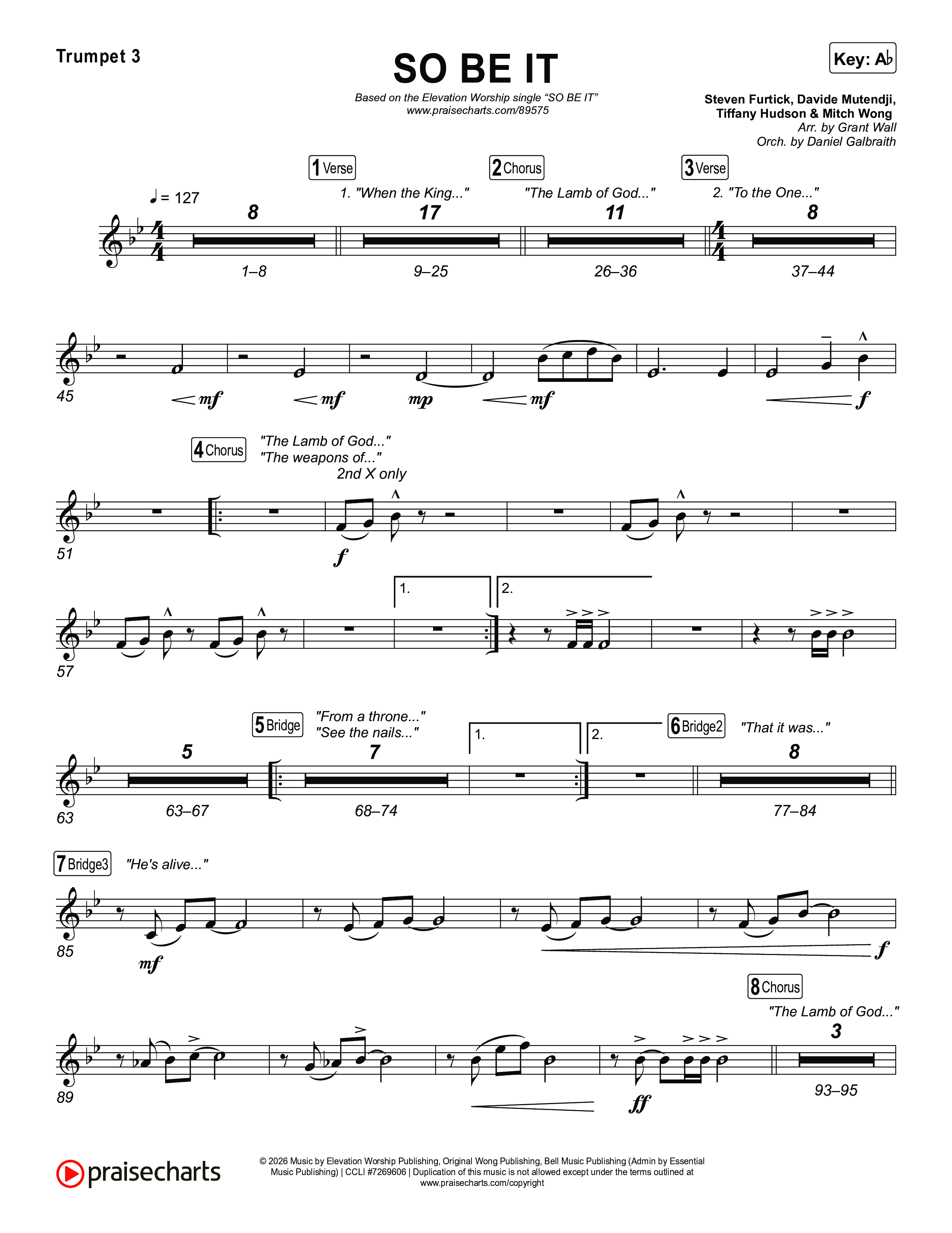 SO BE IT Trumpet 3 (Elevation Worship / Tiffany Hudson / Chris Brown)