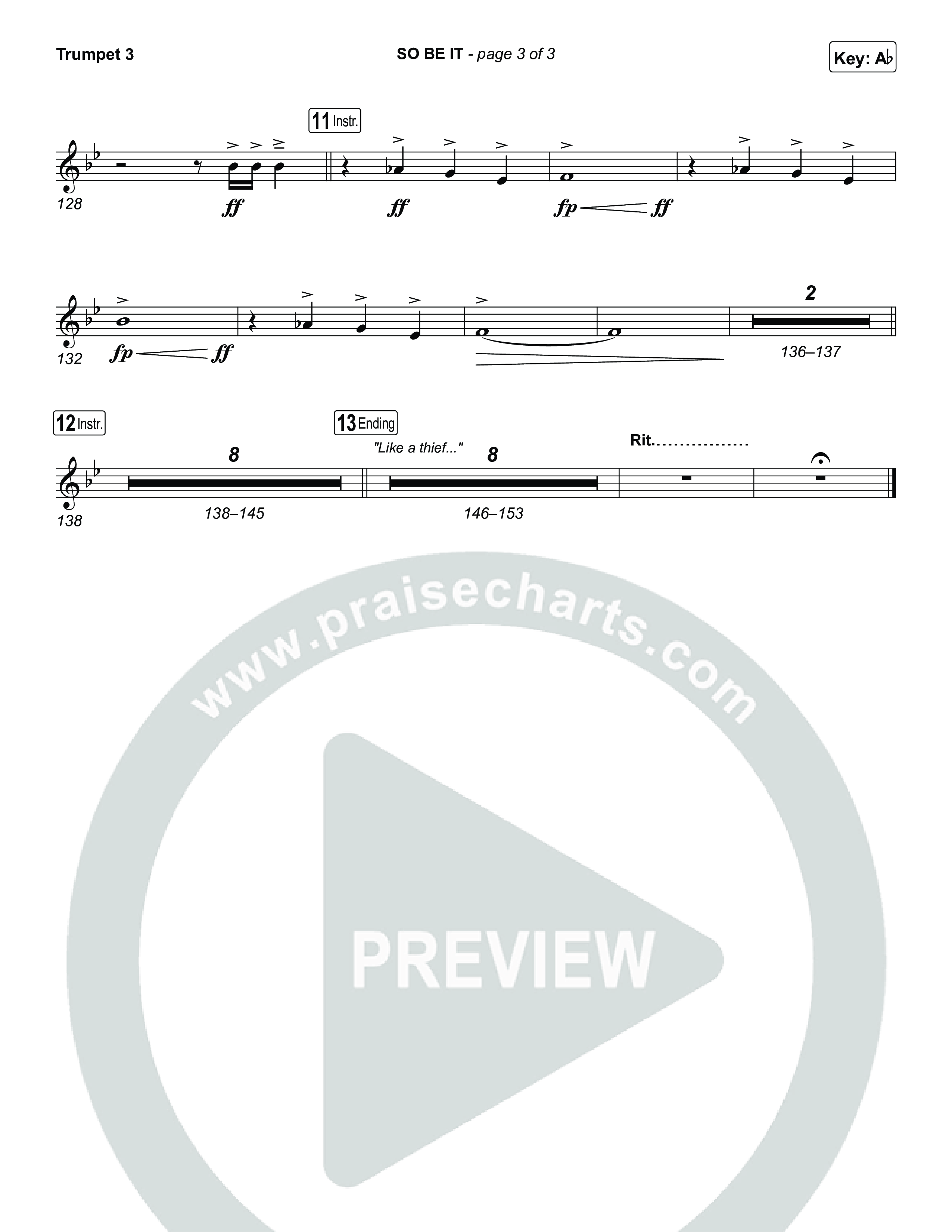 SO BE IT Trumpet 3 (Elevation Worship / Tiffany Hudson / Chris Brown)