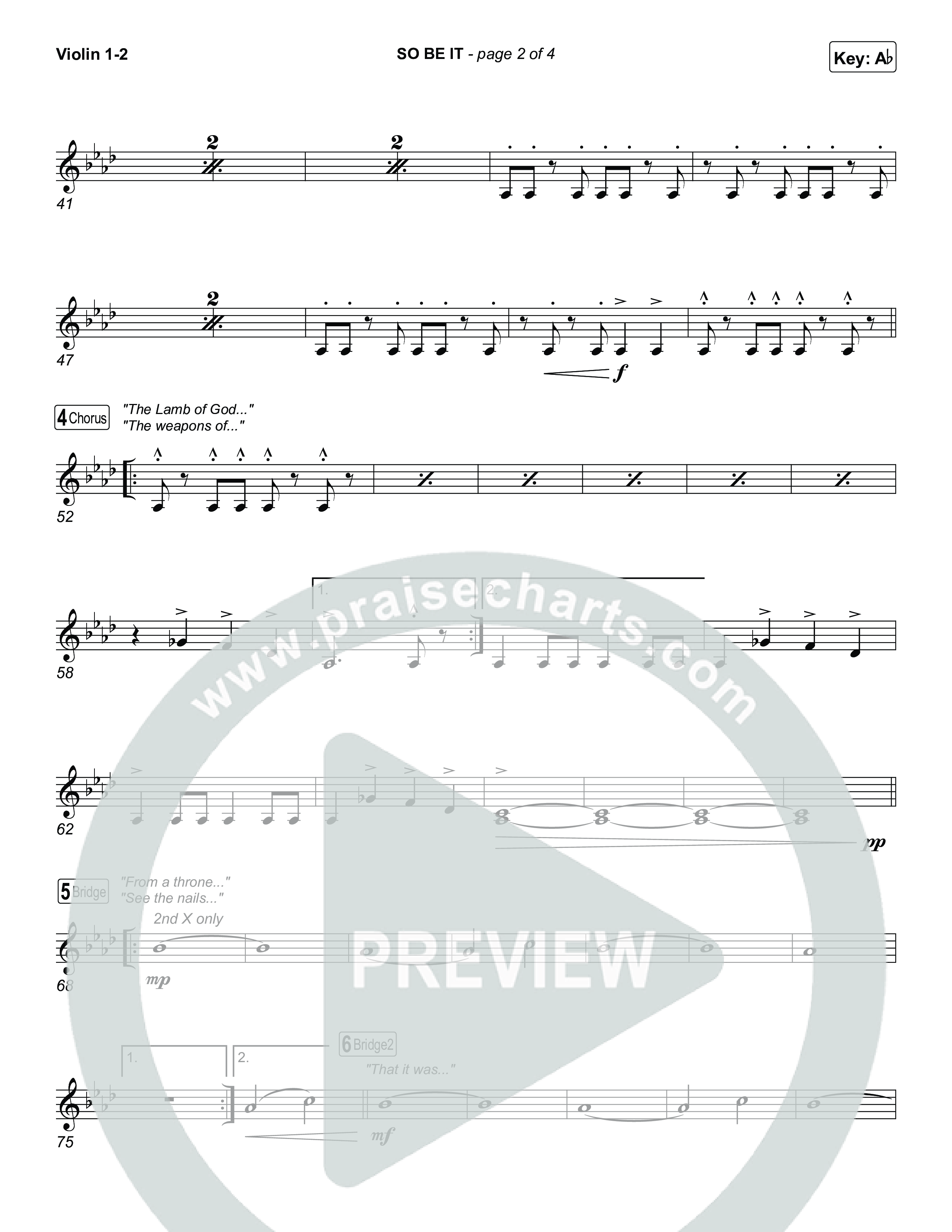 SO BE IT Violin 1,2 (Elevation Worship / Tiffany Hudson / Chris Brown)