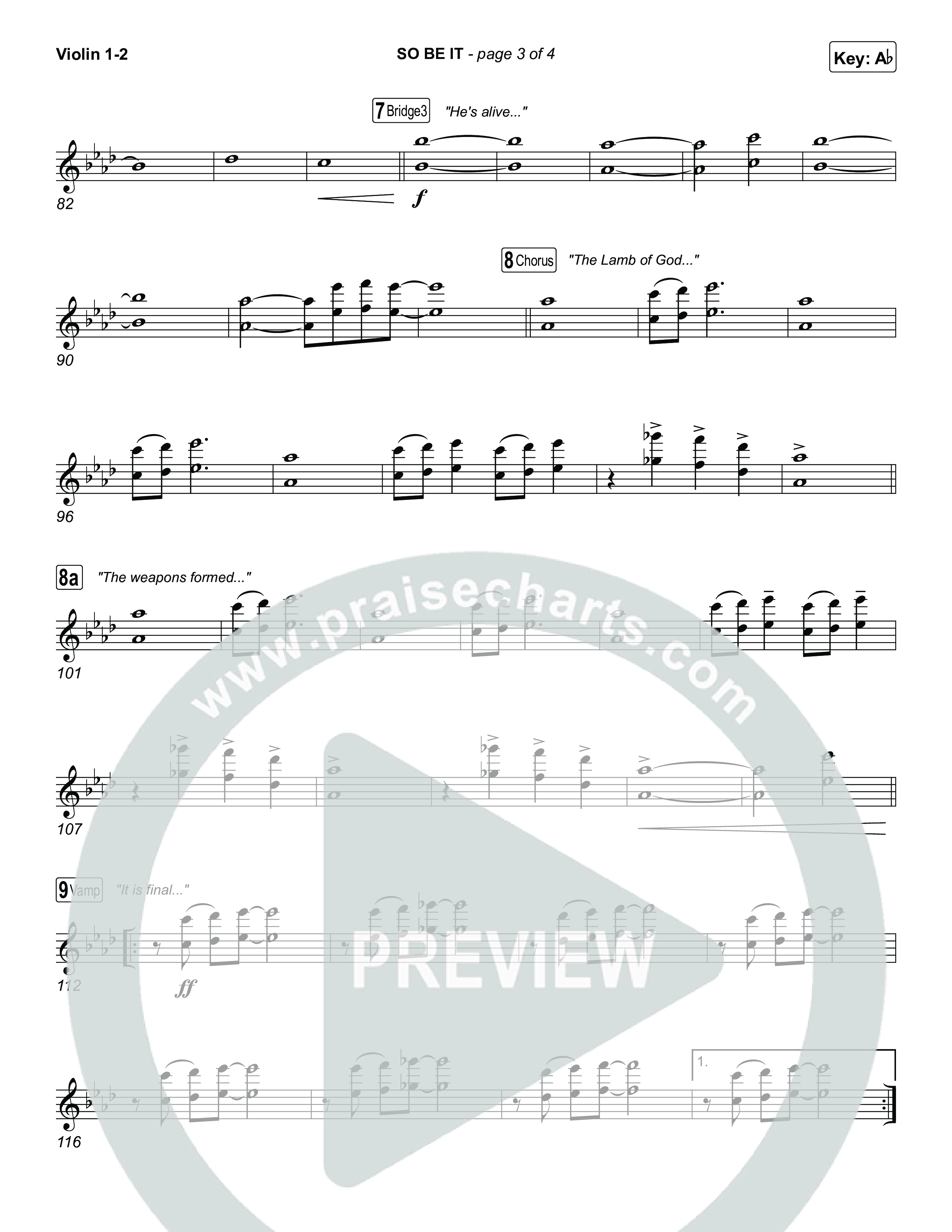 SO BE IT Violin 1,2 (Elevation Worship / Tiffany Hudson / Chris Brown)