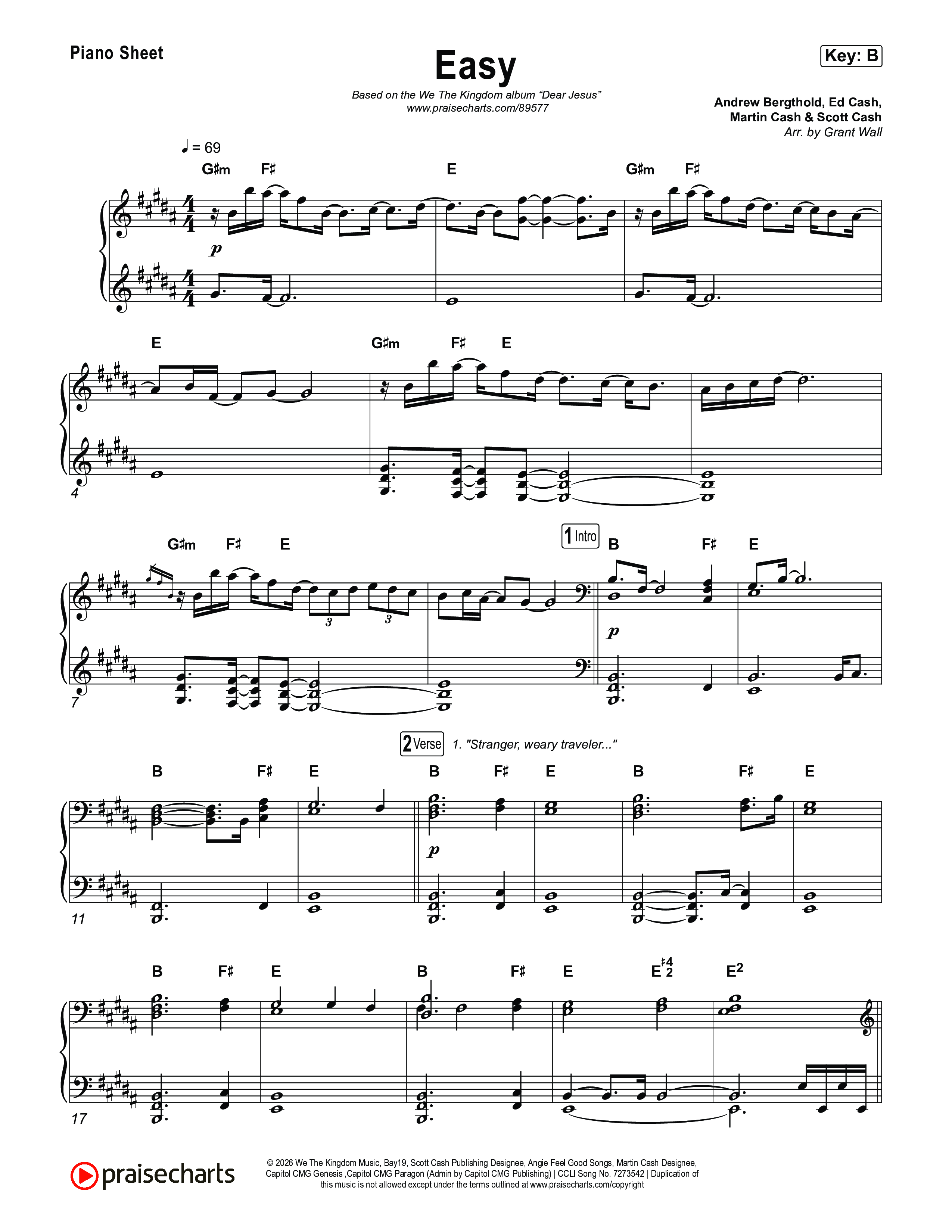 Easy Piano Sheet (We The Kingdom)