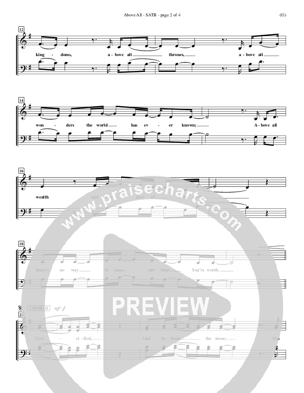 Above All Choir Sheet (SATB) (Paul Baloche)