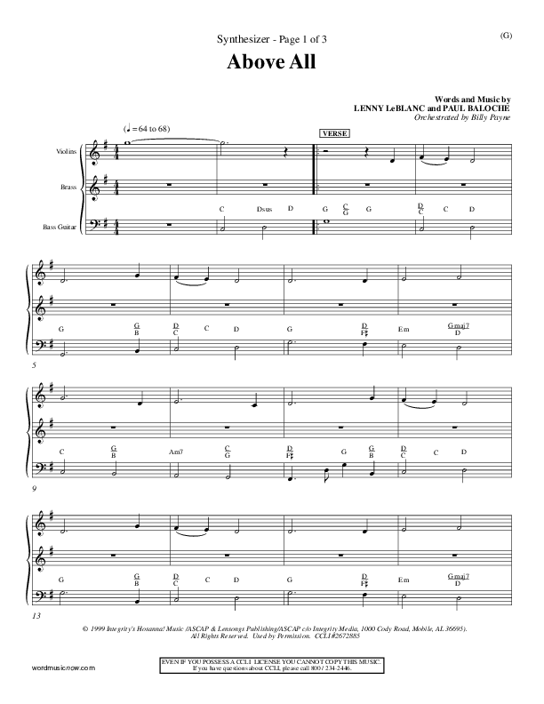 Above All Synth (Paul Baloche)