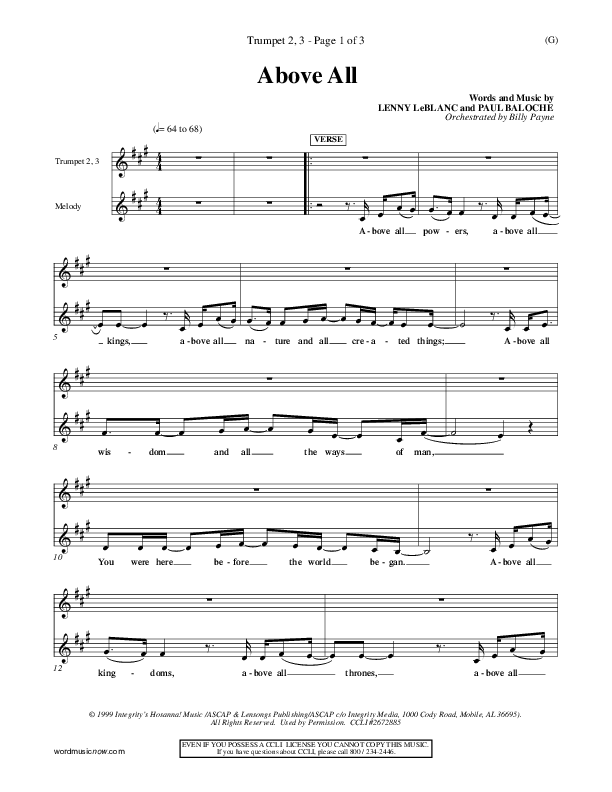 Above All Trumpet 2/3 (Paul Baloche)