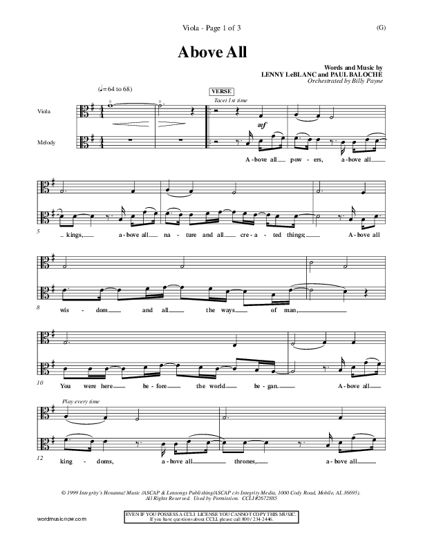 Above All Viola (Paul Baloche)