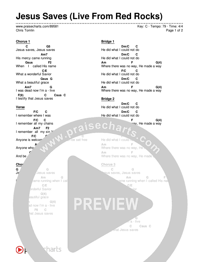 Jesus Saves (Live From Red Rocks) Chords & Lyrics (Chris Tomlin)