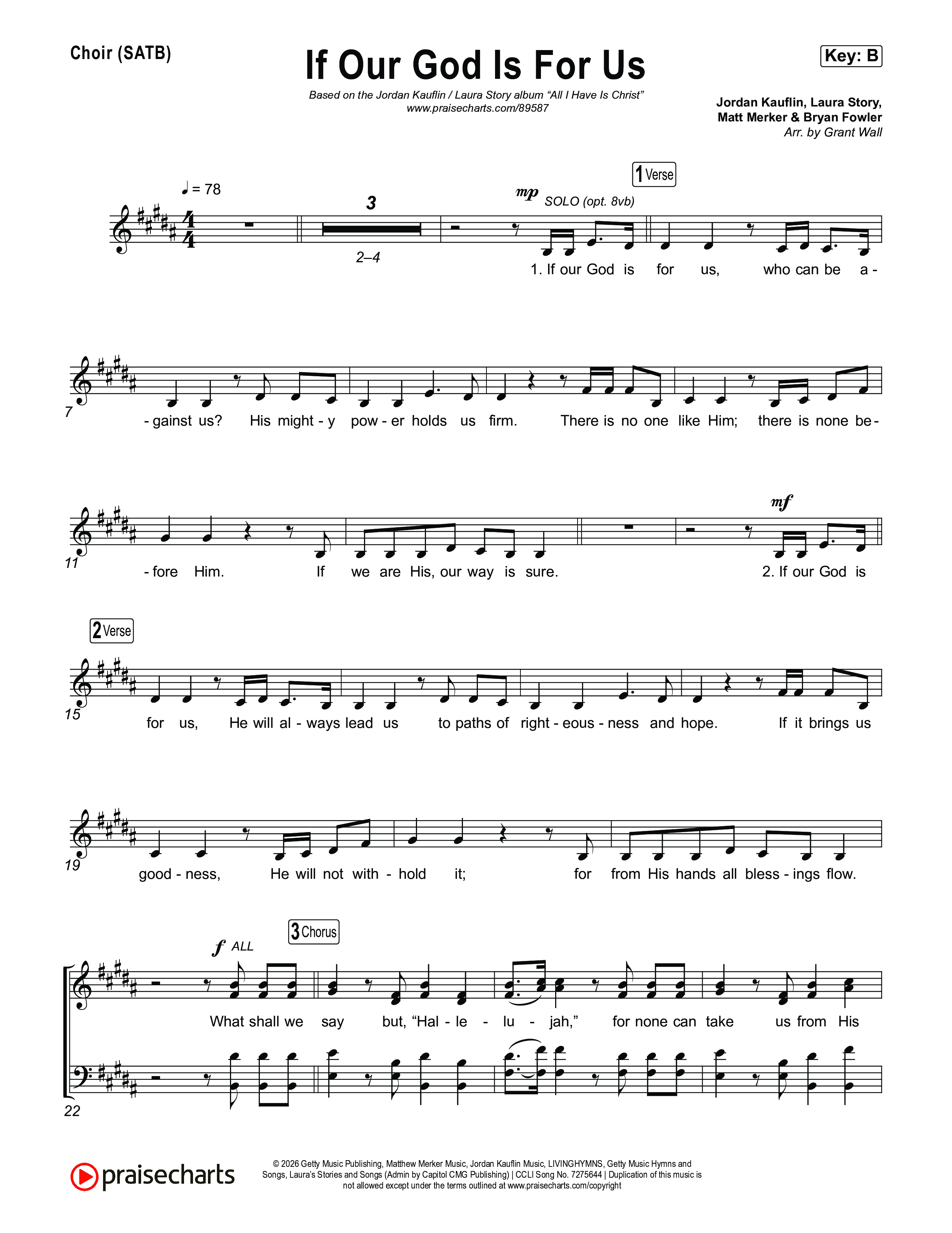If Our God Is For Us Choir Sheet (SATB) (Jordan Kauflin)