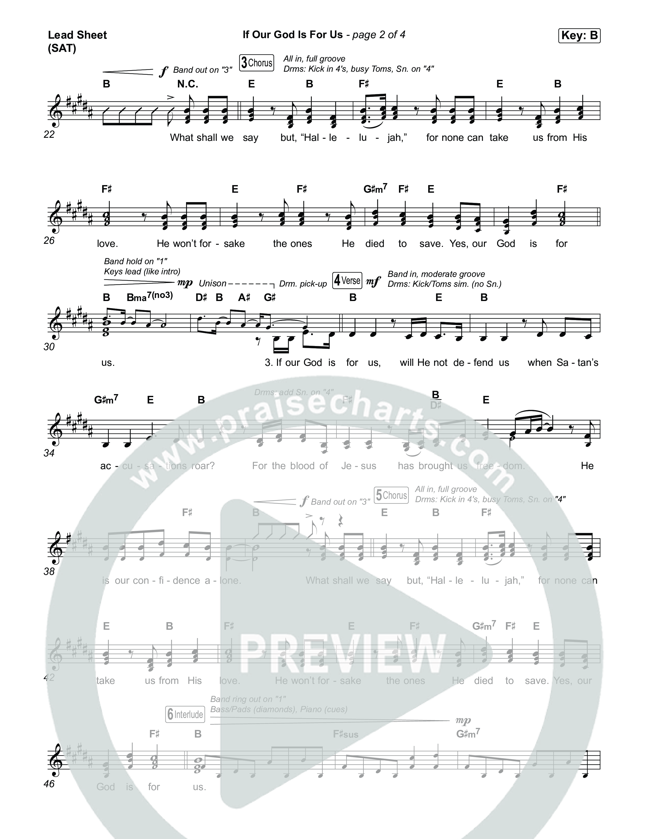 If Our God Is For Us Lead Sheet (SAT) (Jordan Kauflin)