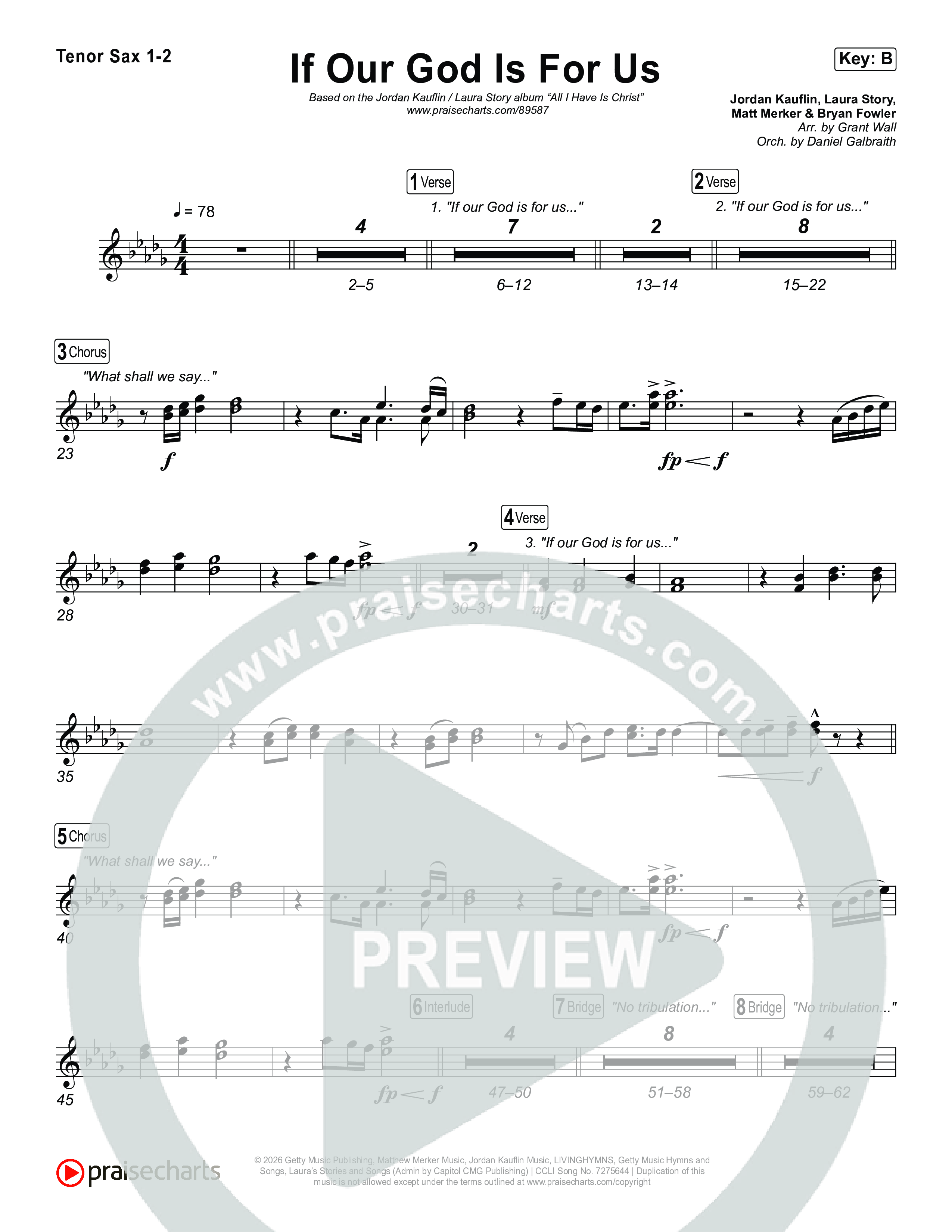 If Our God Is For Us Sax Pack (Jordan Kauflin)