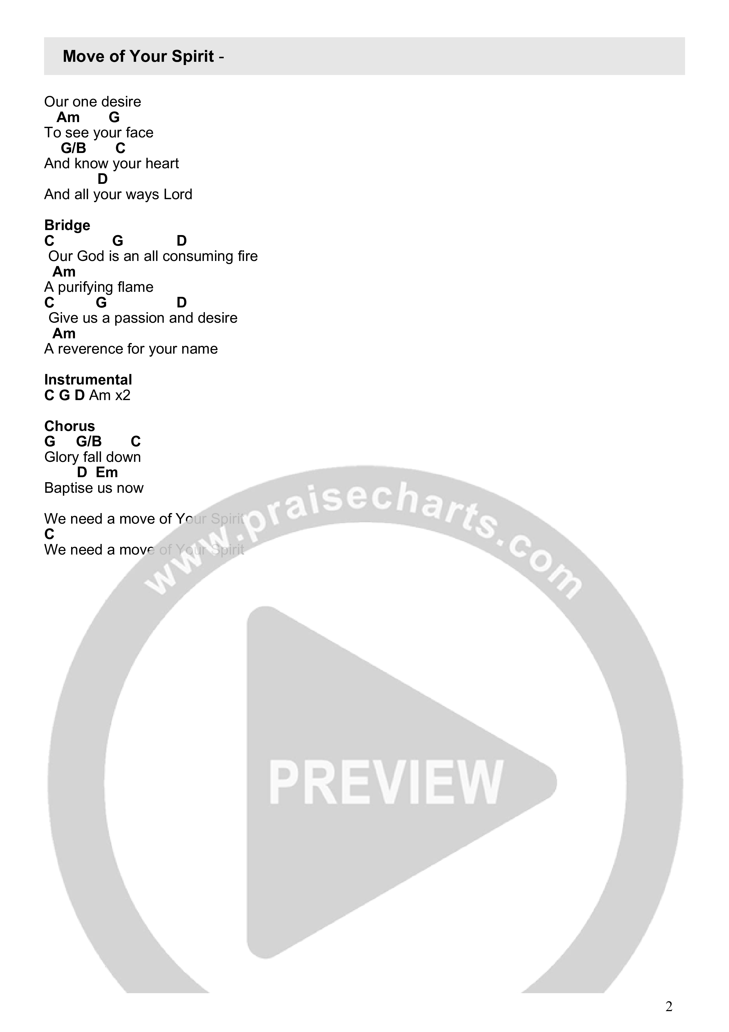 Move Of Your Spirit Chord Chart (Kingdom Culture Worship)