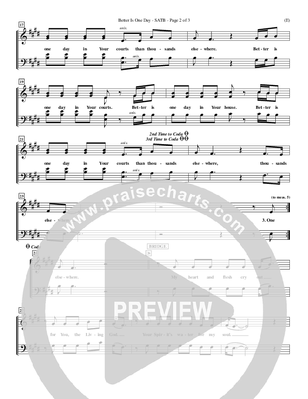 Better Is One Day (Re-Recorded) Choir Sheet (SATB) (Matt Redman)