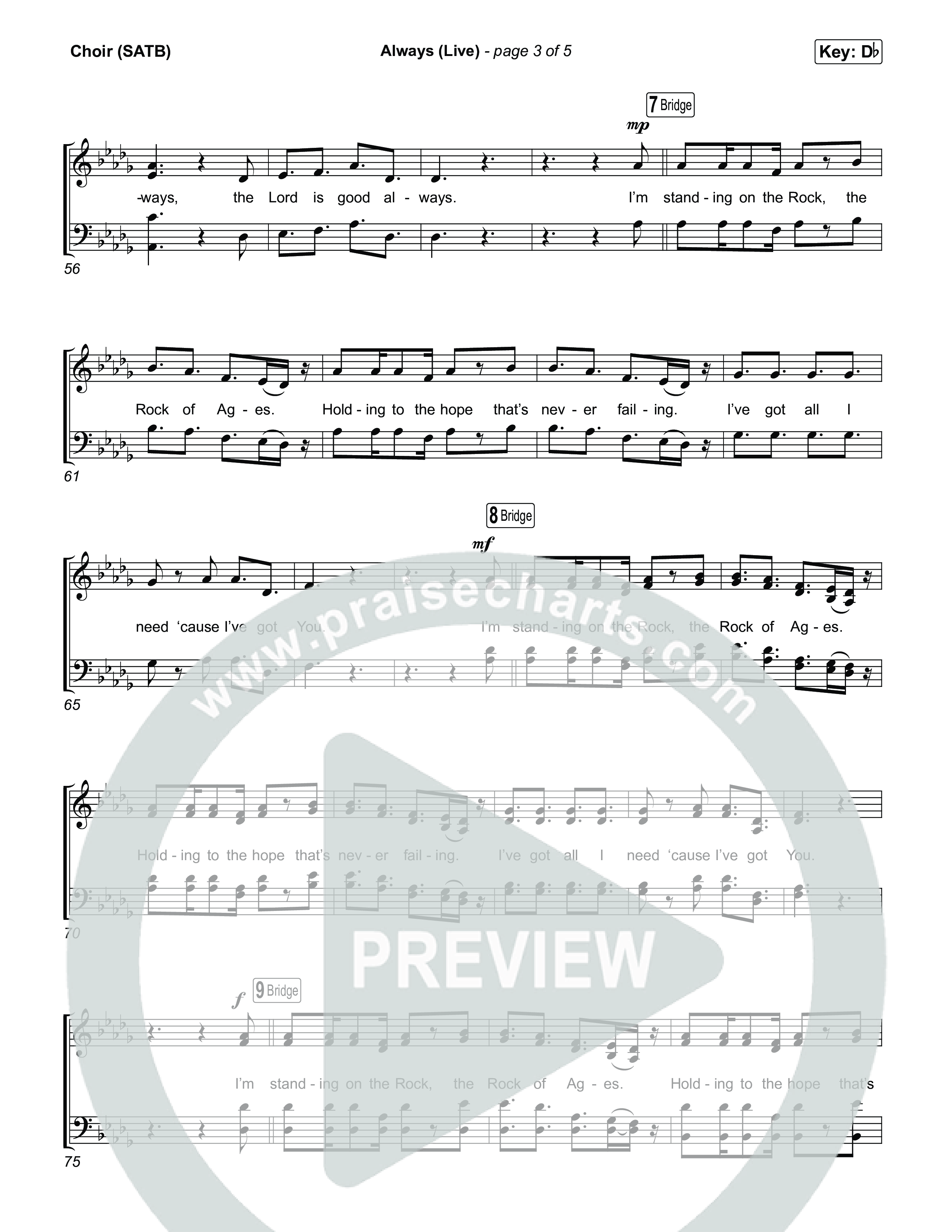 Always (Live) Choir Sheet (SATB) (Gateway Worship)