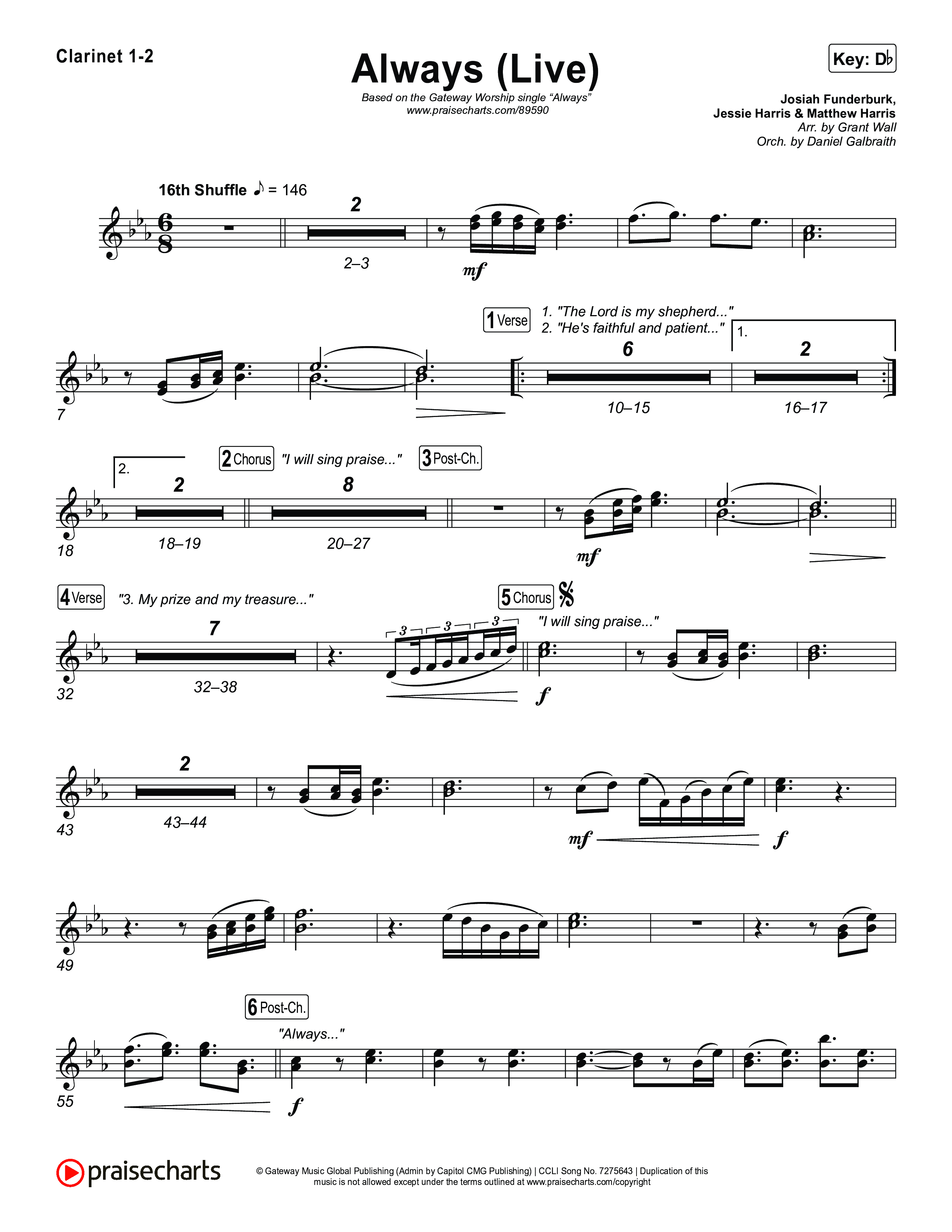 Always (Live) Clarinet 1/2 (Gateway Worship)