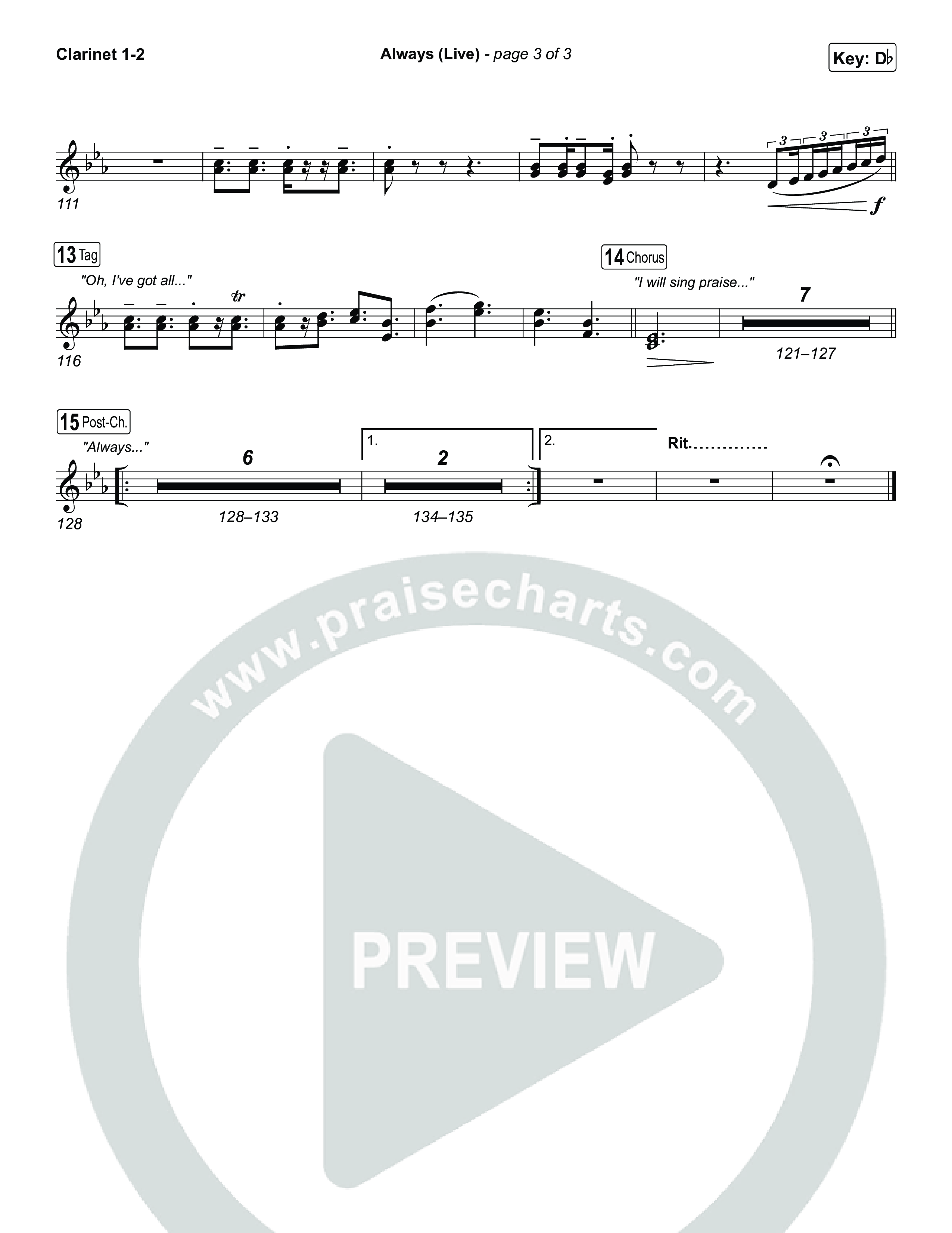 Always (Live) Clarinet 1/2 (Gateway Worship)