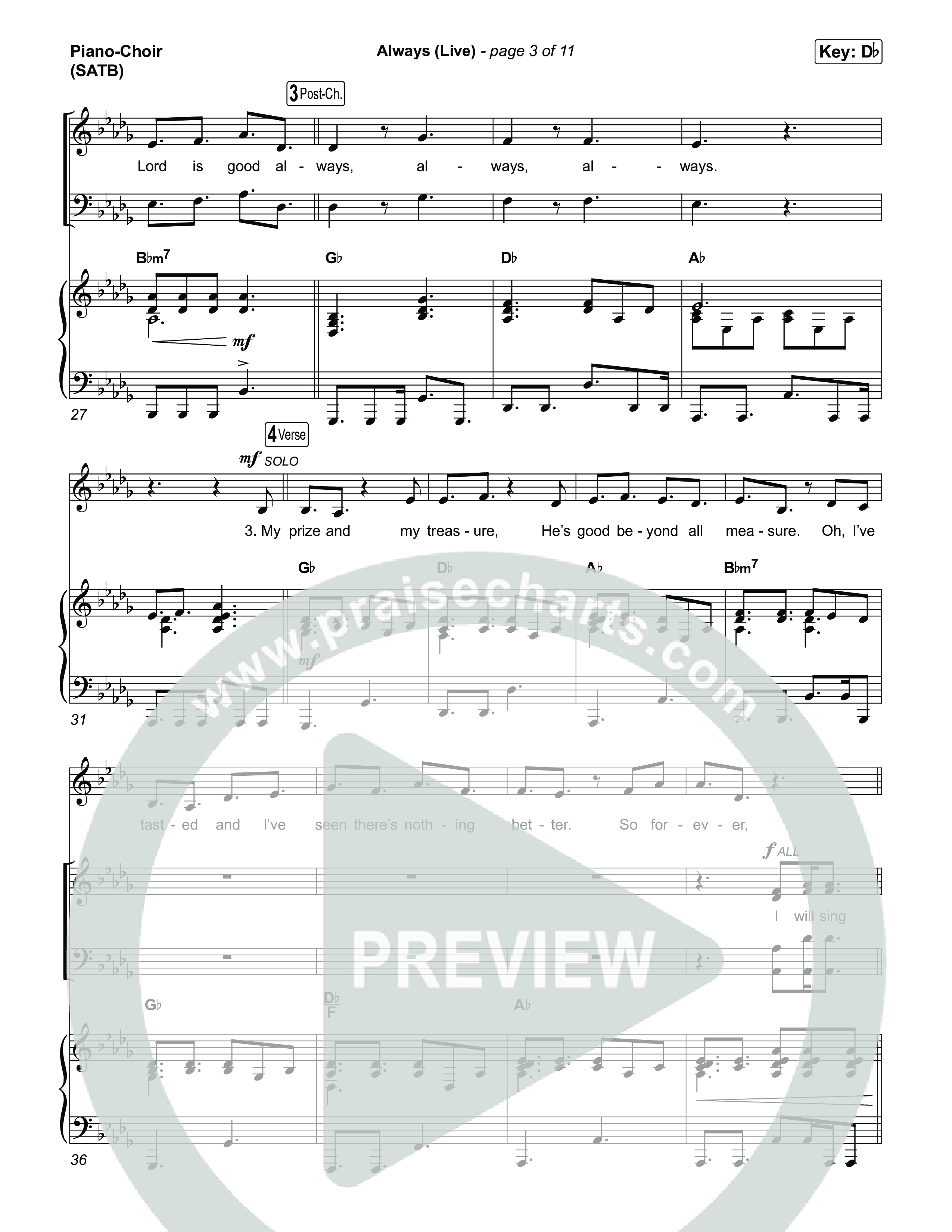 Always (Live) Piano/Vocal (SATB) (Gateway Worship)