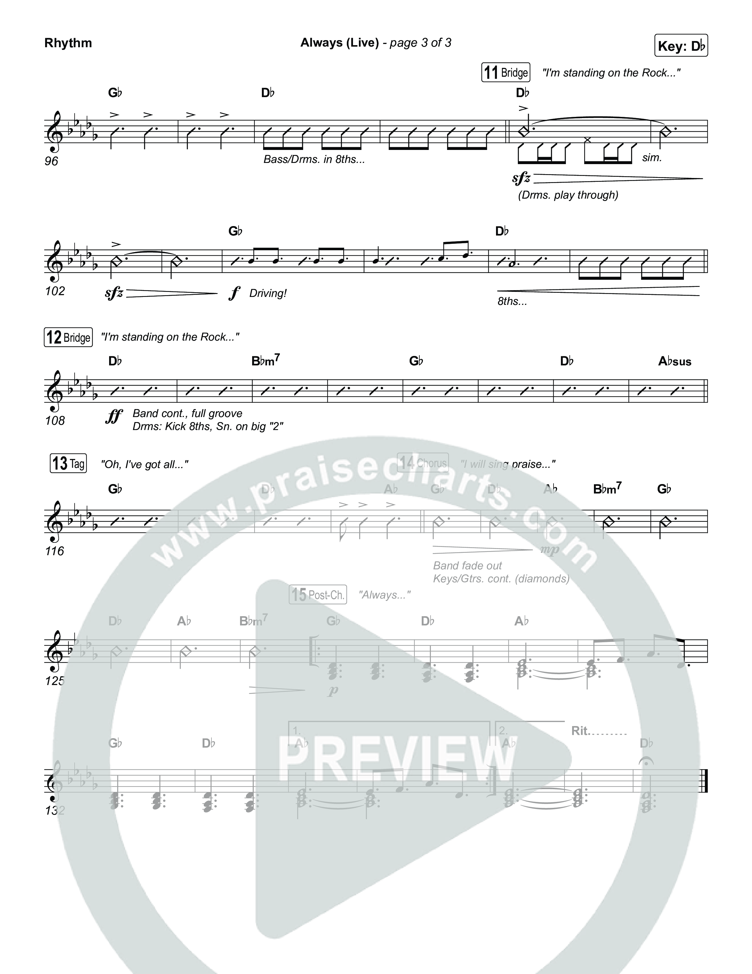 Always (Live) Rhythm Chart (Gateway Worship)