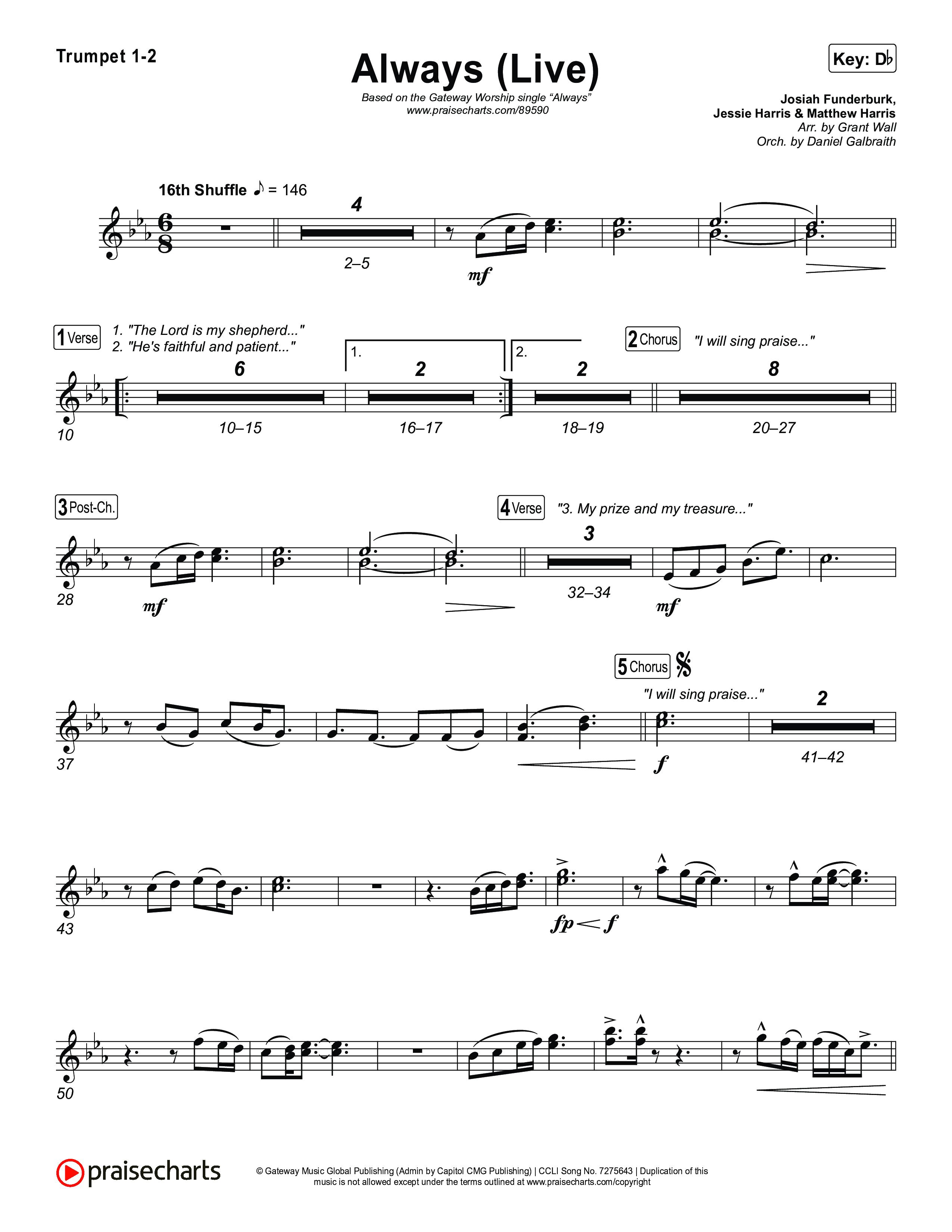 Always (Live) Trumpet 1,2 (Gateway Worship)