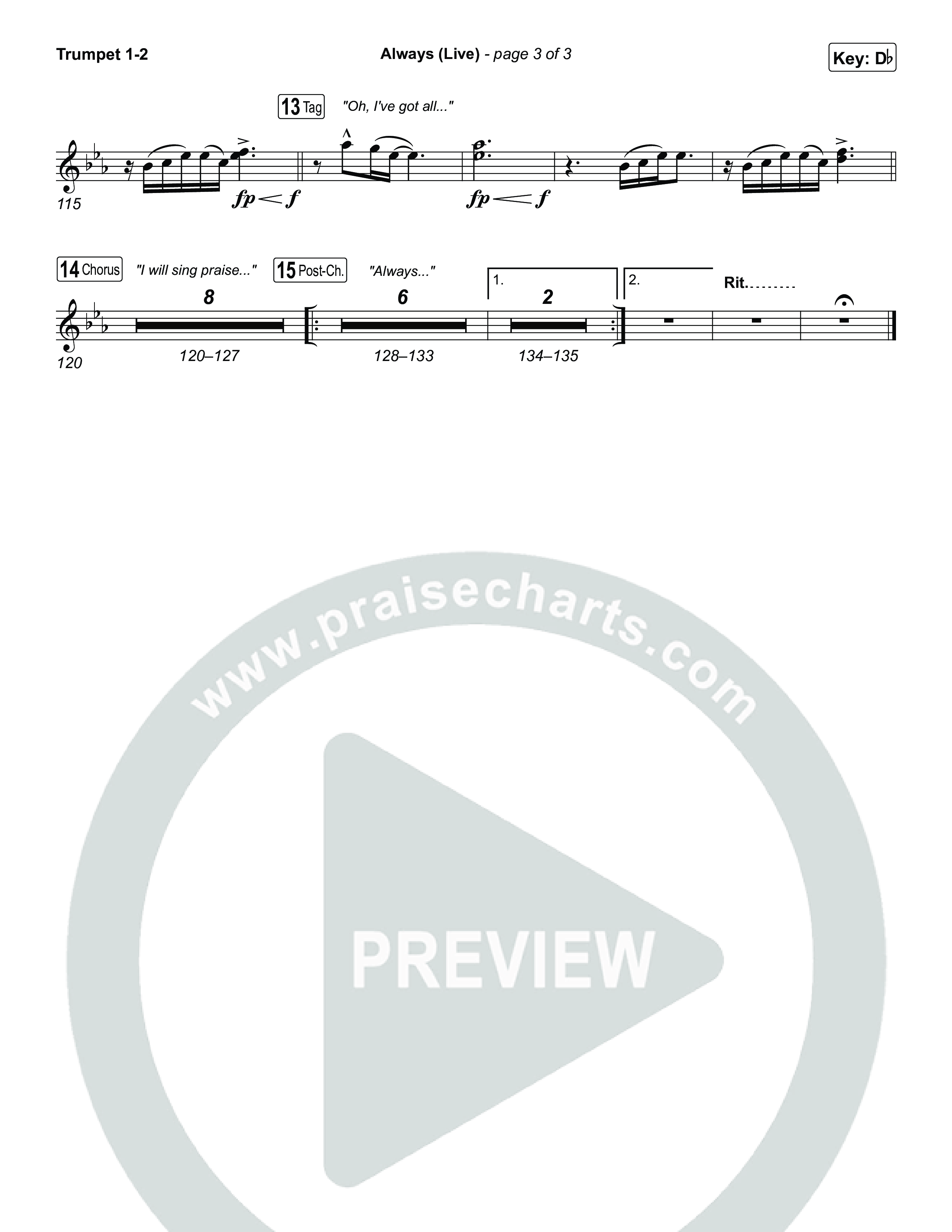 Always (Live) Trumpet 1,2 (Gateway Worship)