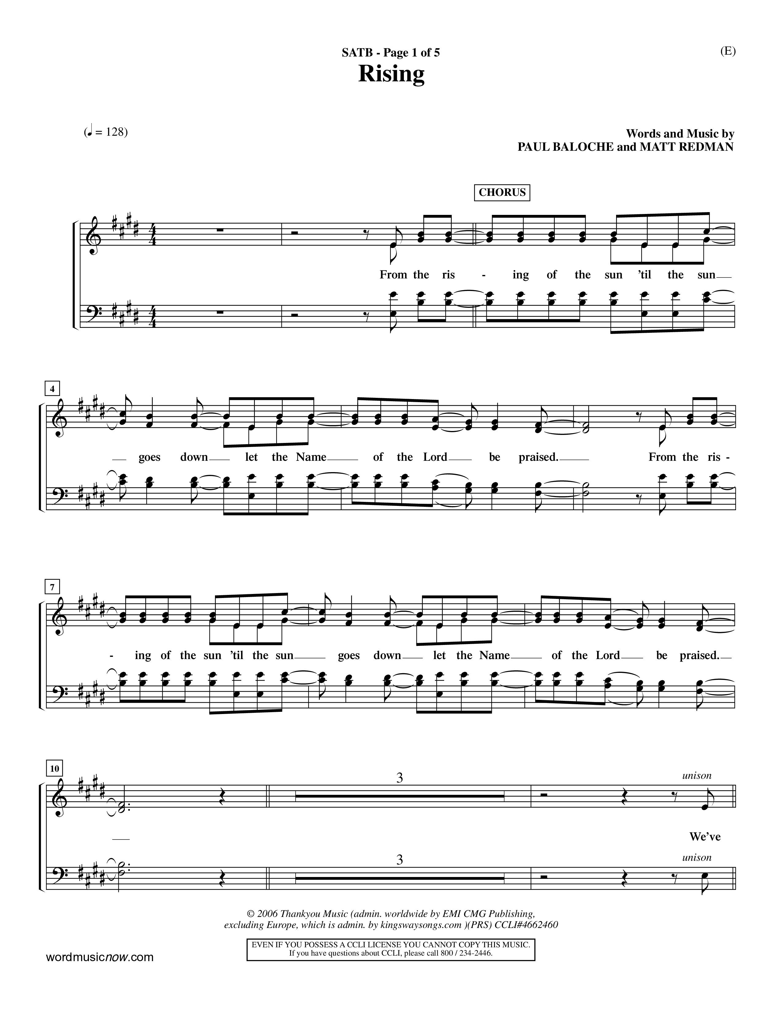 Rising (Choral Anthem SATB) Choir Sheet (SATB) (Word Music Choral / Arr. David Shipps)
