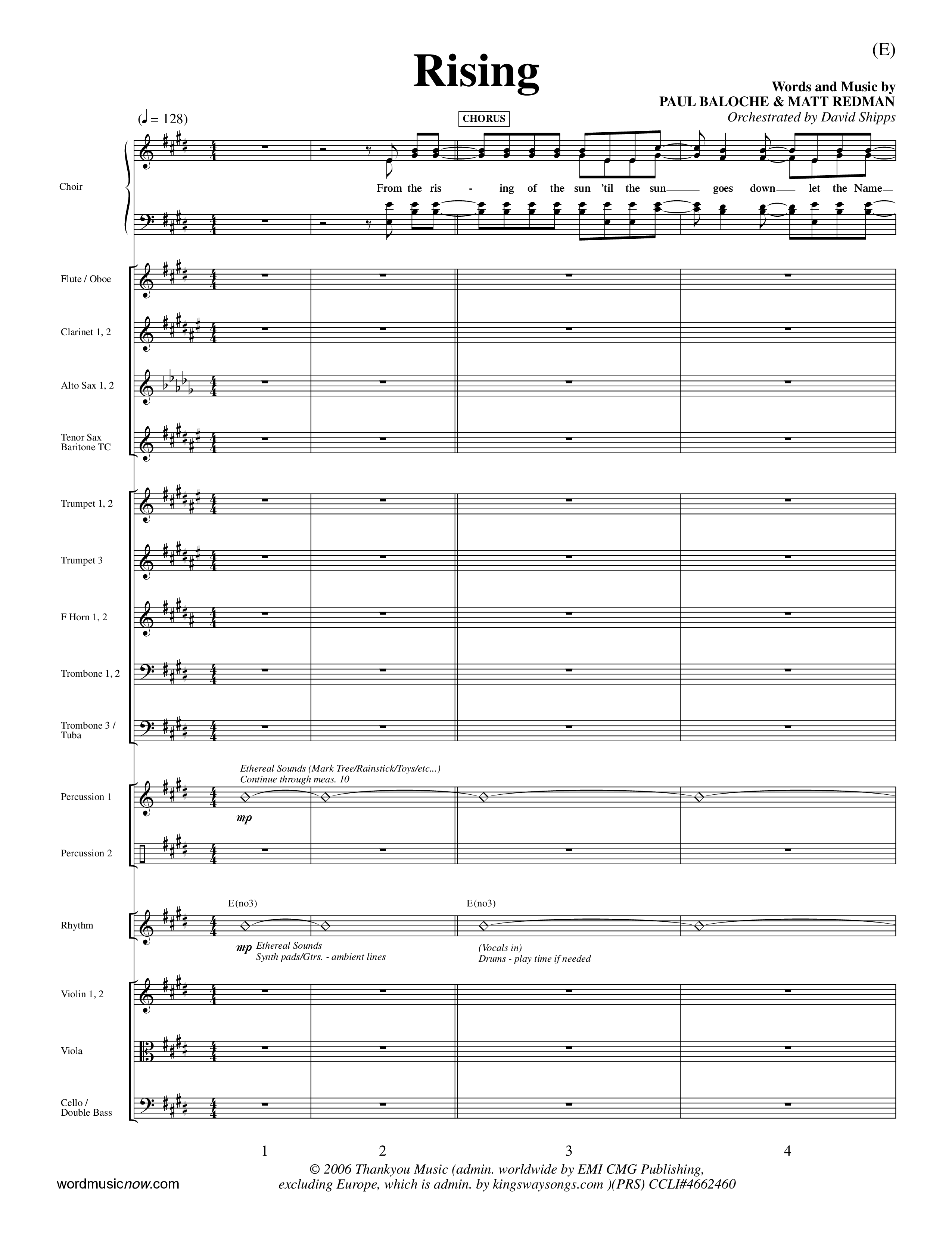 Rising (Choral Anthem SATB) Orchestration (Word Music Choral / Arr. David Shipps)