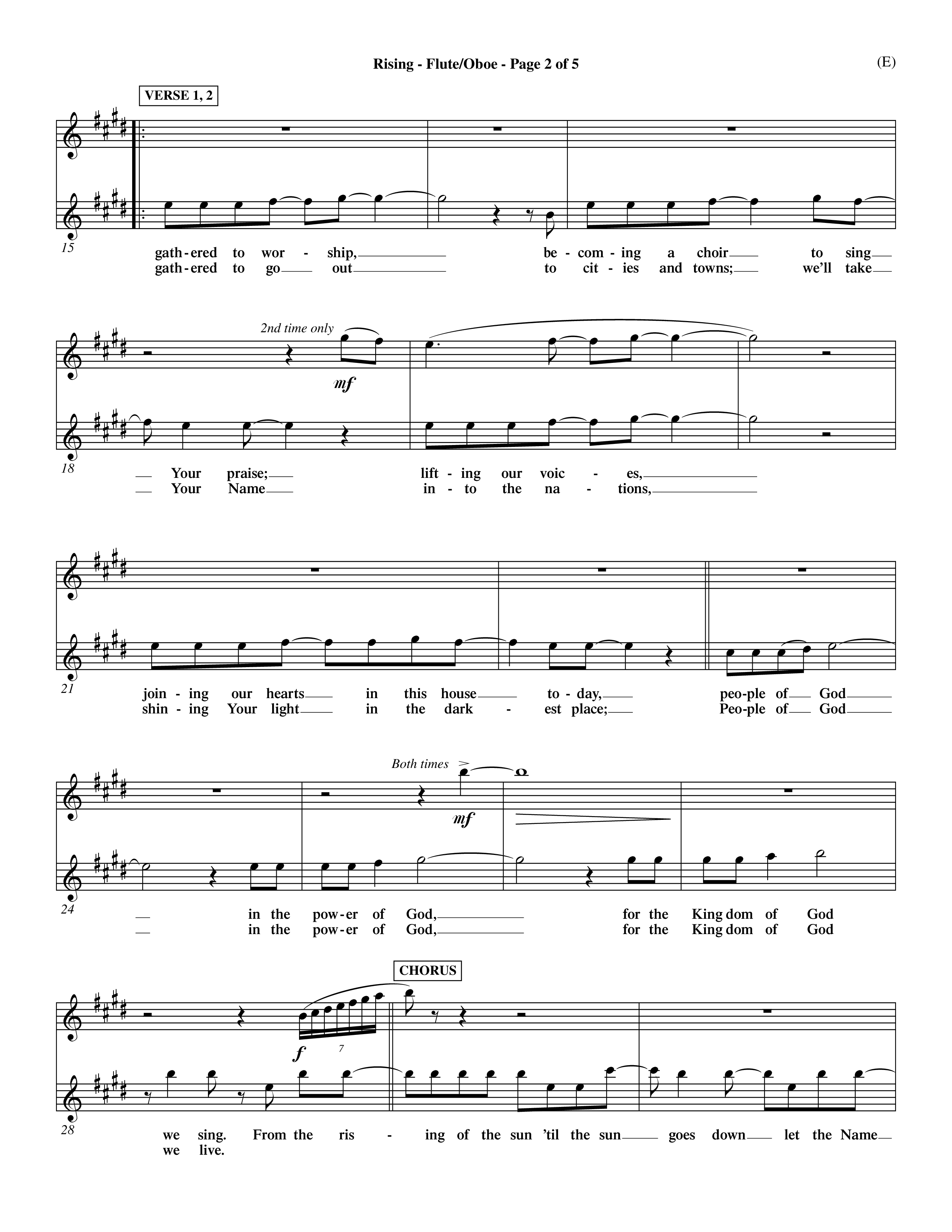 Rising (Choral Anthem SATB) Flute/Oboe (Word Music Choral / Arr. David Shipps)