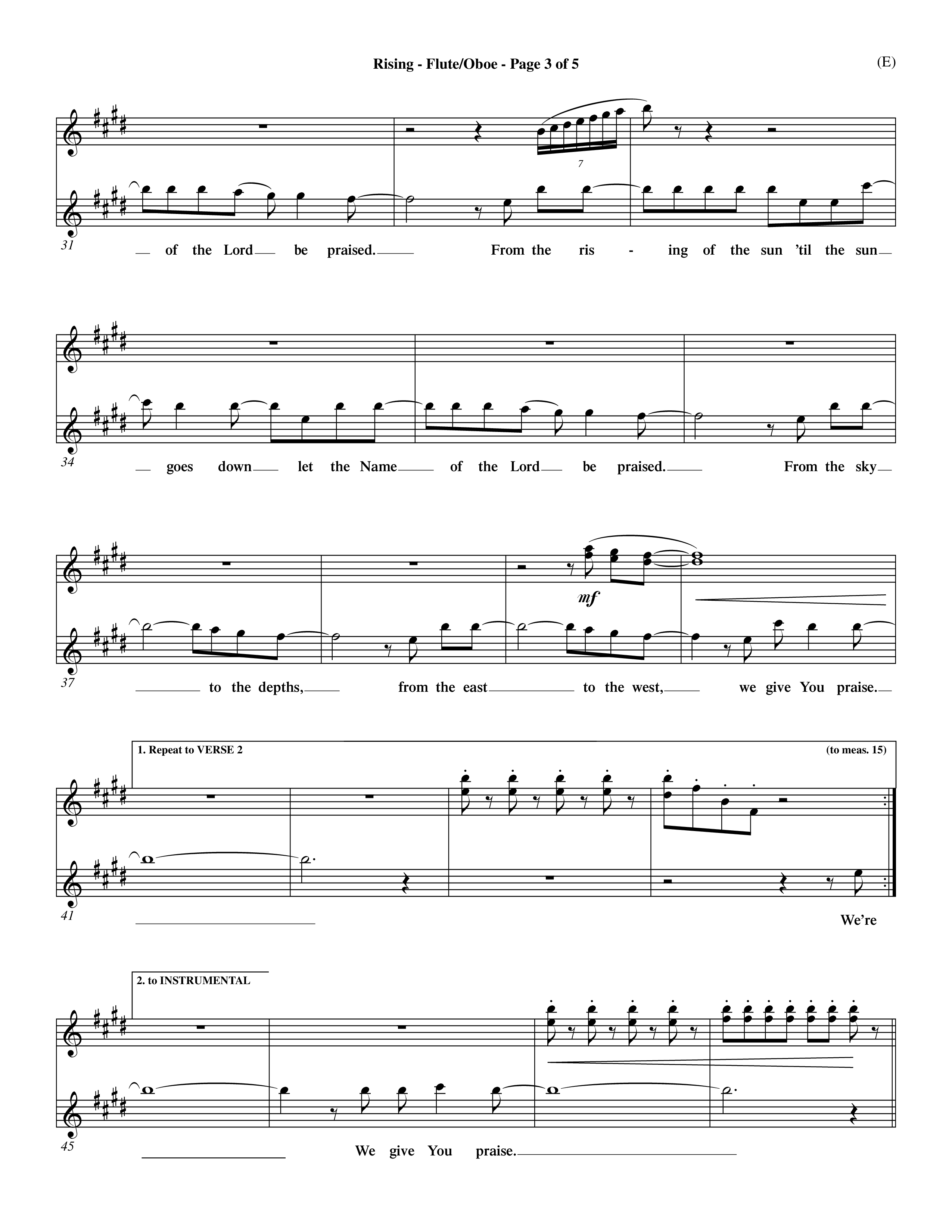 Rising (Choral Anthem SATB) Flute/Oboe (Word Music Choral / Arr. David Shipps)