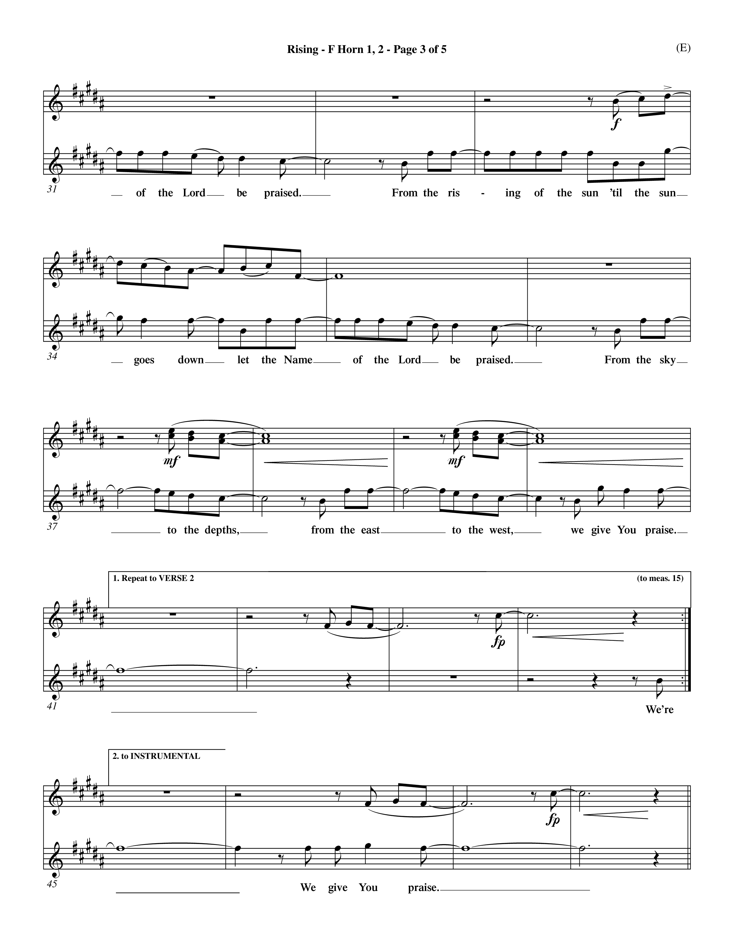 Rising (Choral Anthem SATB) French Horn (Word Music Choral / Arr. David Shipps)