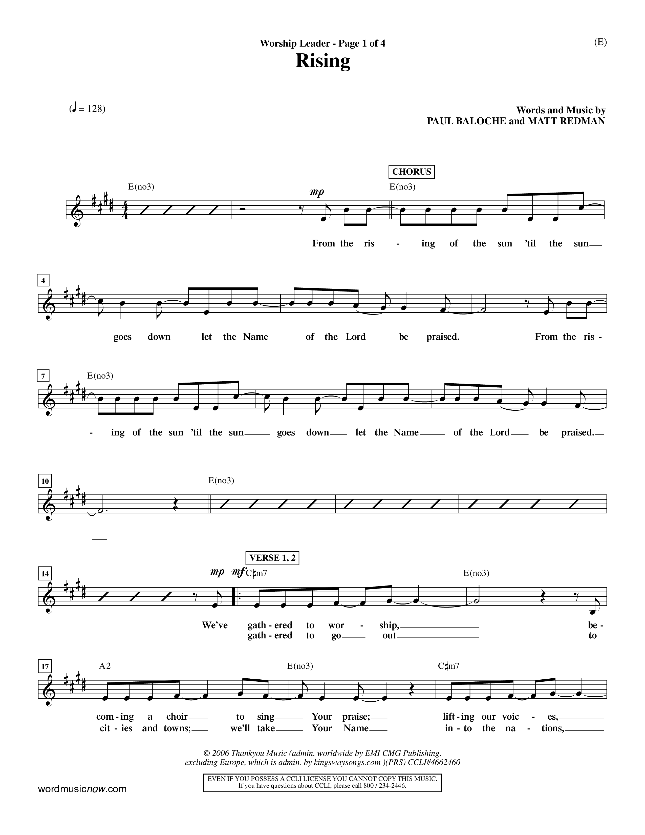 Rising (Choral Anthem SATB) Rhythm Pack (Word Music Choral / Arr. David Shipps)