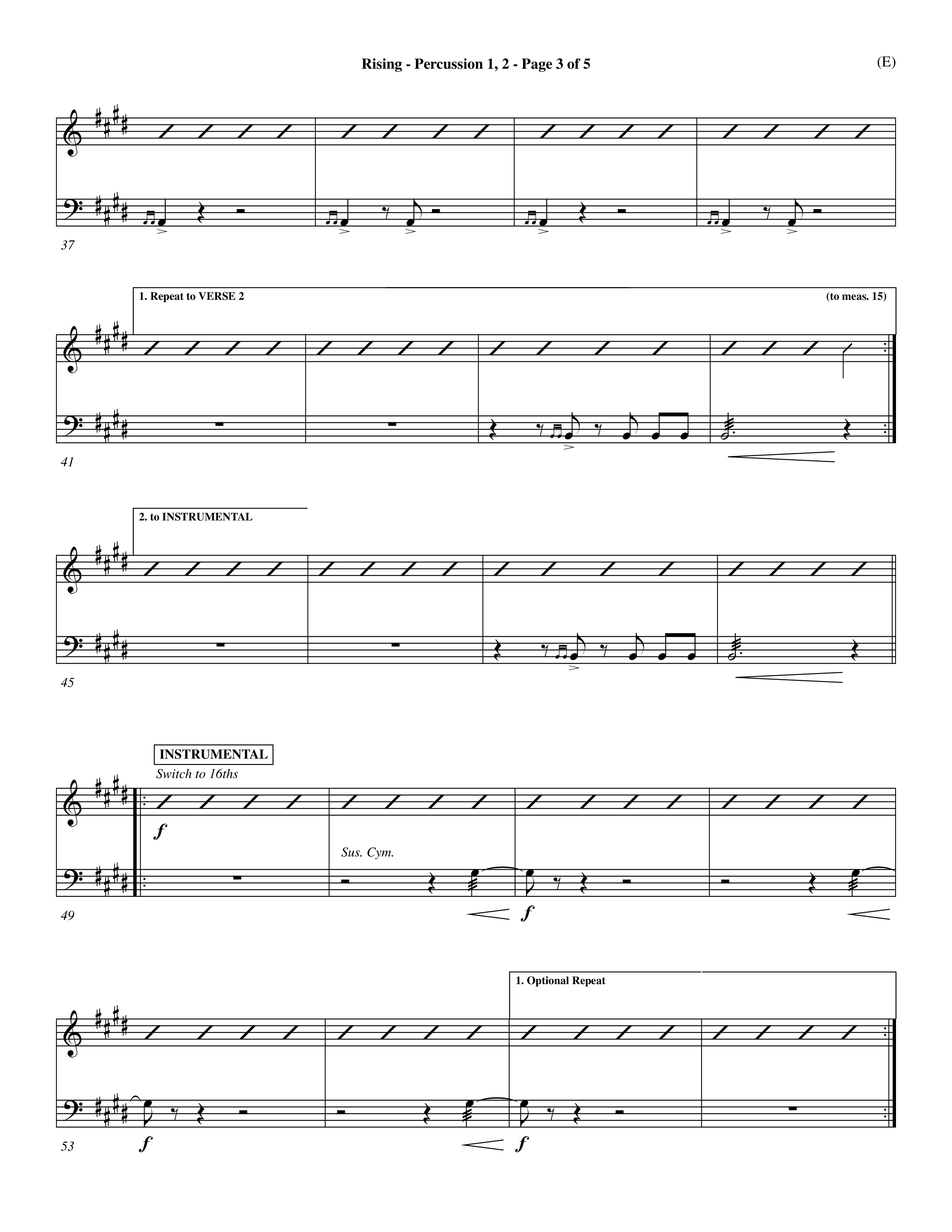 Rising (Choral Anthem SATB) Percussion 1/2 (Word Music Choral / Arr. David Shipps)