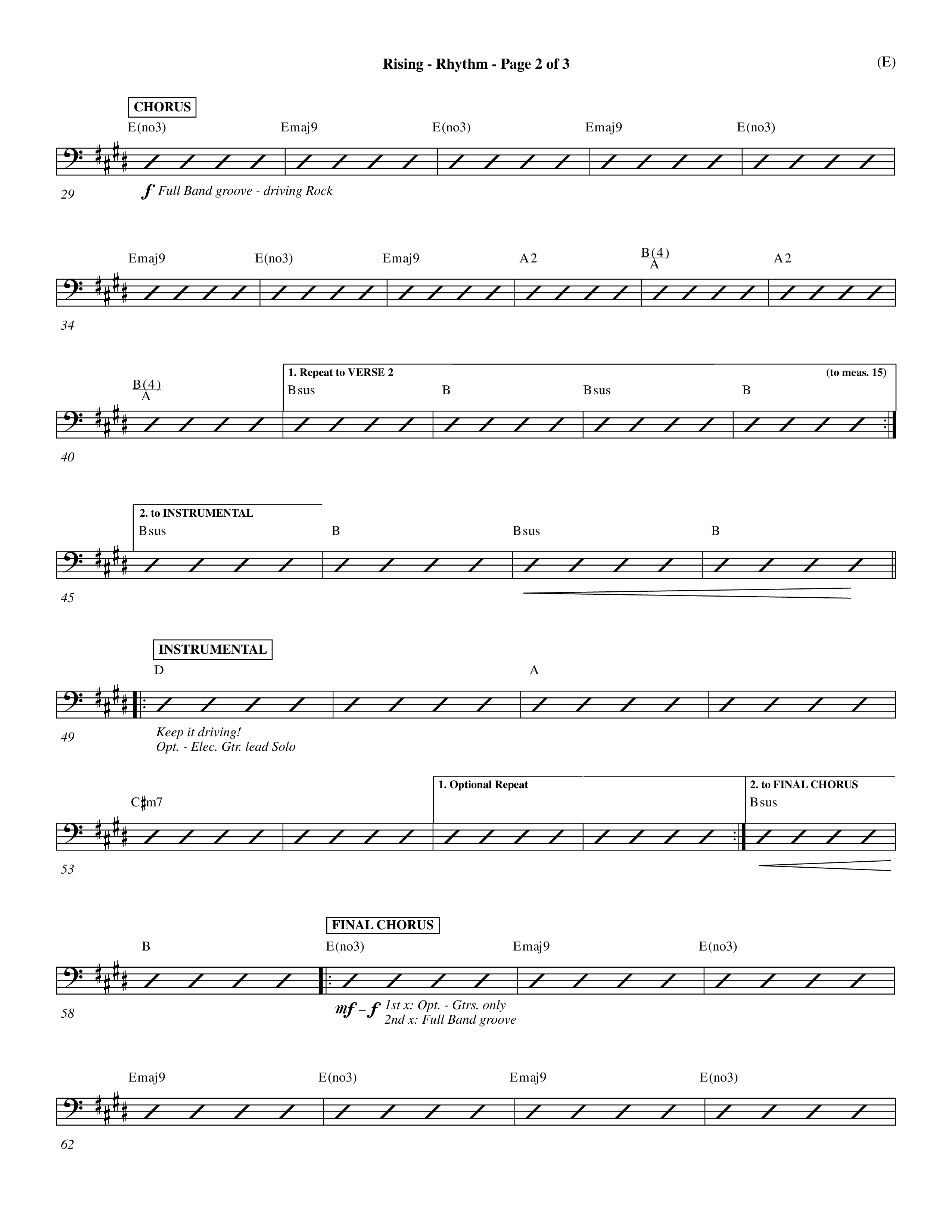 Rising (Choral Anthem SATB) Rhythm Chart (Word Music Choral / Arr. David Shipps)