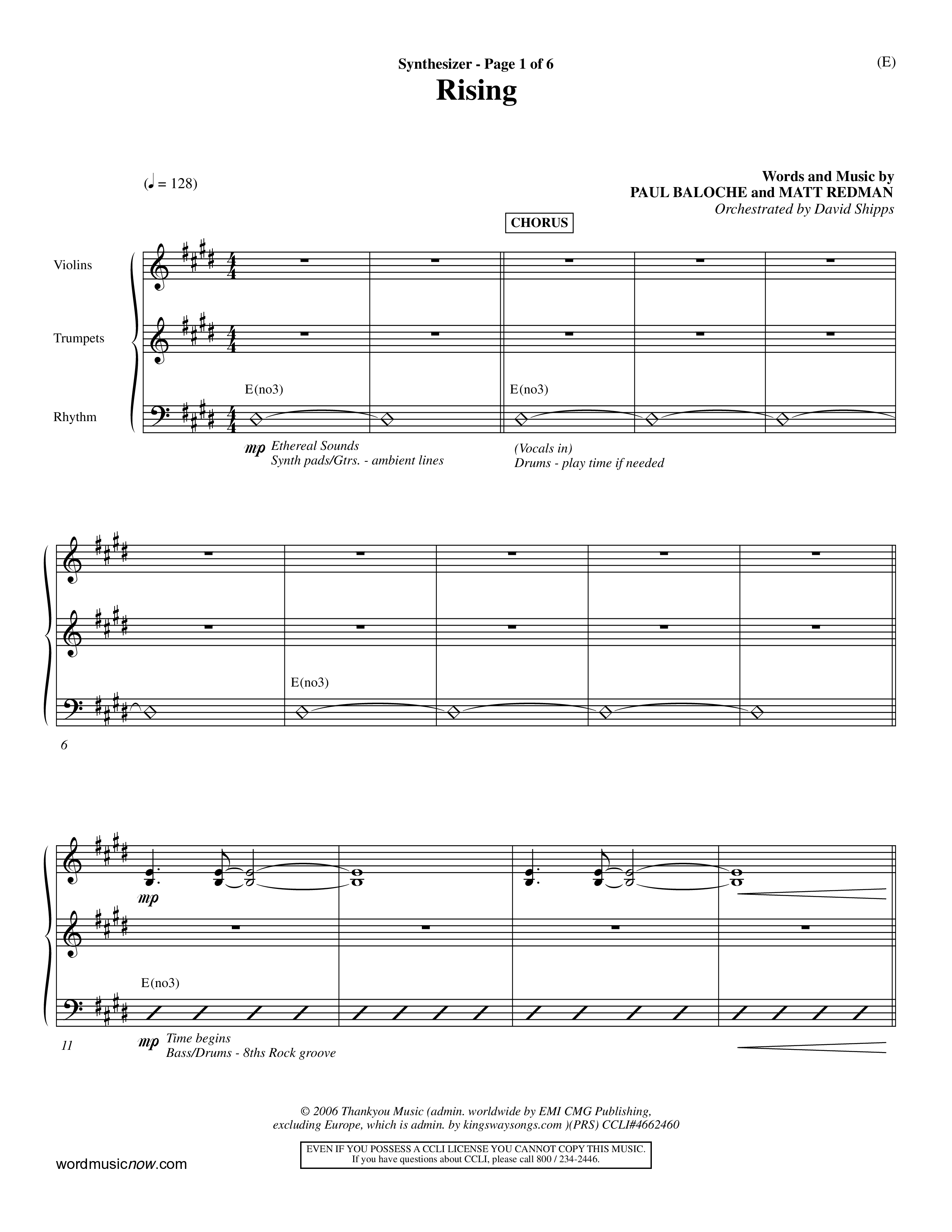 Rising (Choral Anthem SATB) Synth (Word Music Choral / Arr. David Shipps)