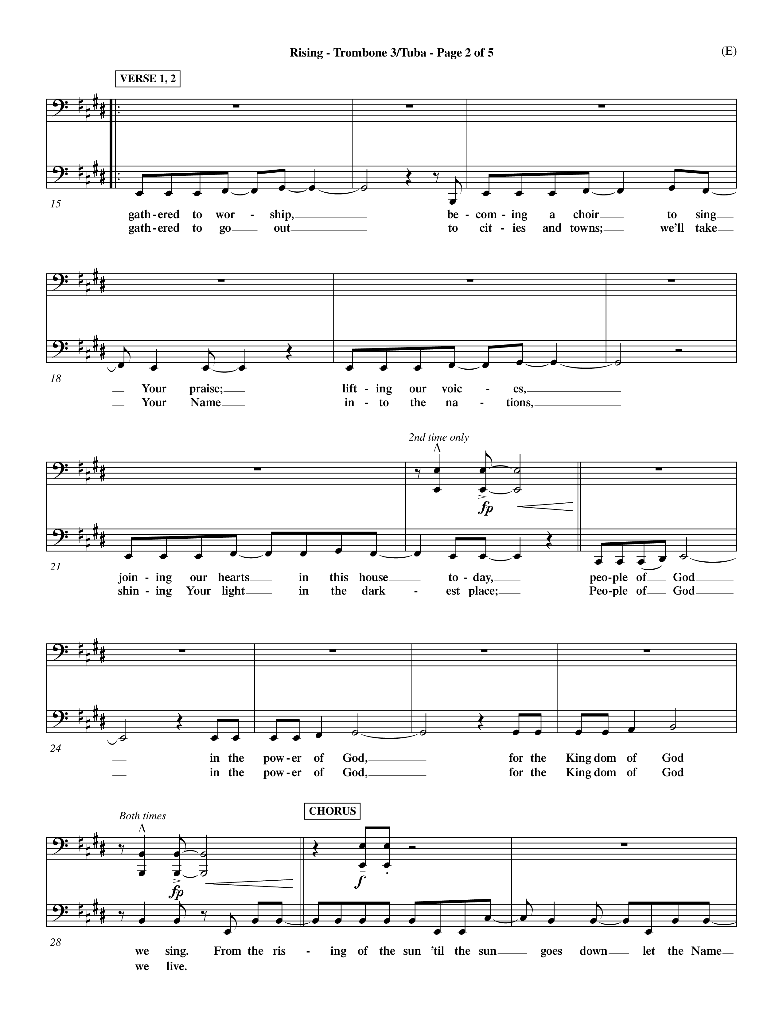 Rising (Choral Anthem SATB) Trombone 3/Tuba (Word Music Choral / Arr. David Shipps)