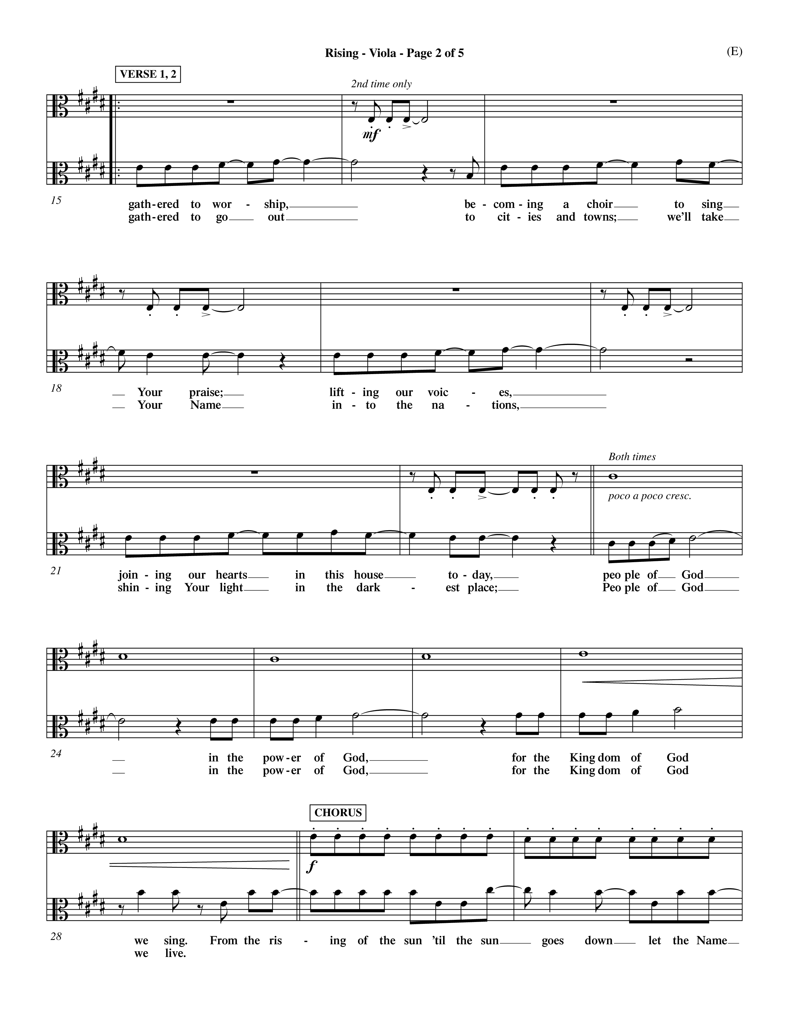 Rising (Choral Anthem SATB) Viola (Word Music Choral / Arr. David Shipps)