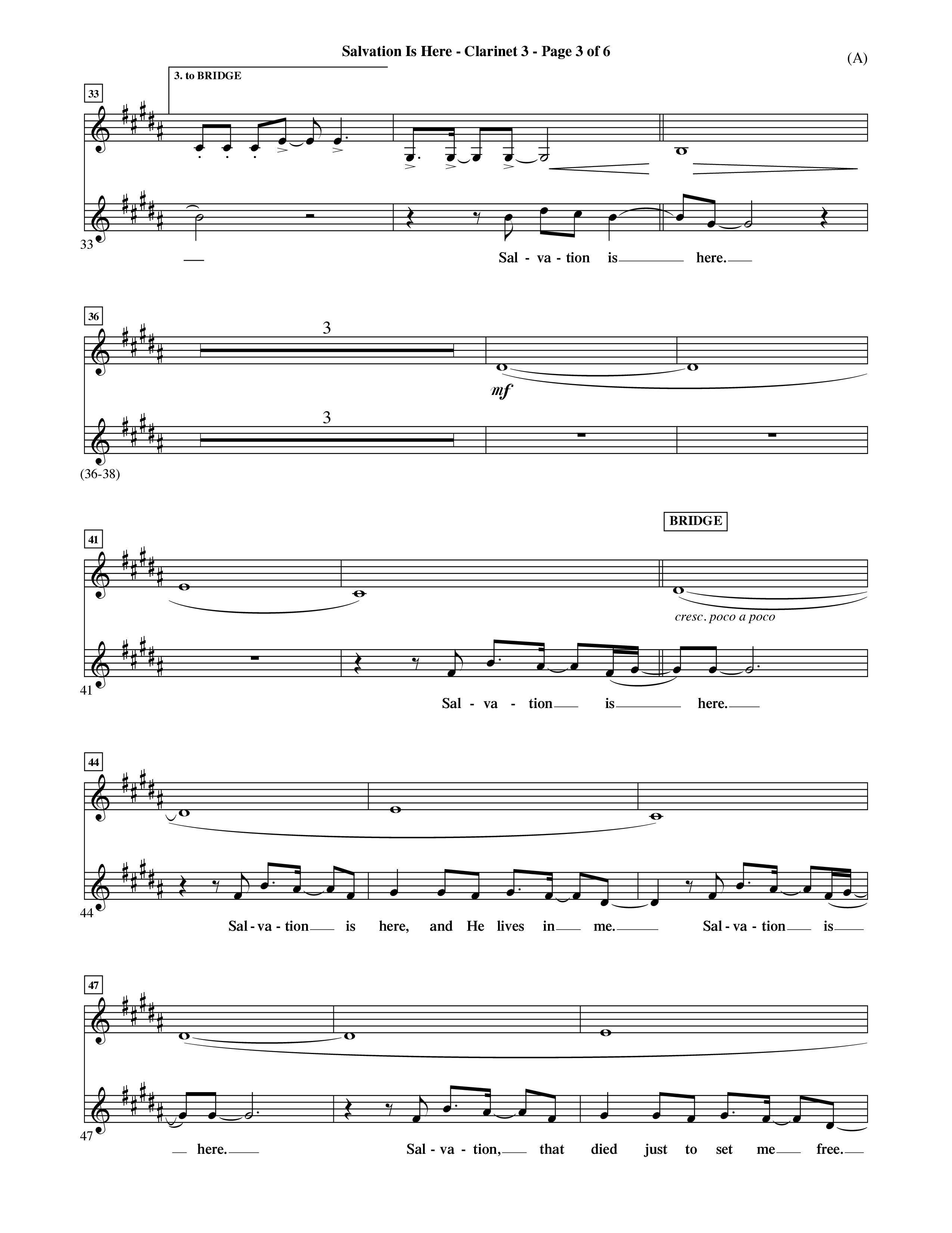 Salvation Is Here (Choral Anthem SATB) Clarinet 3 (Word Music Choral / Arr. Terry Winch)