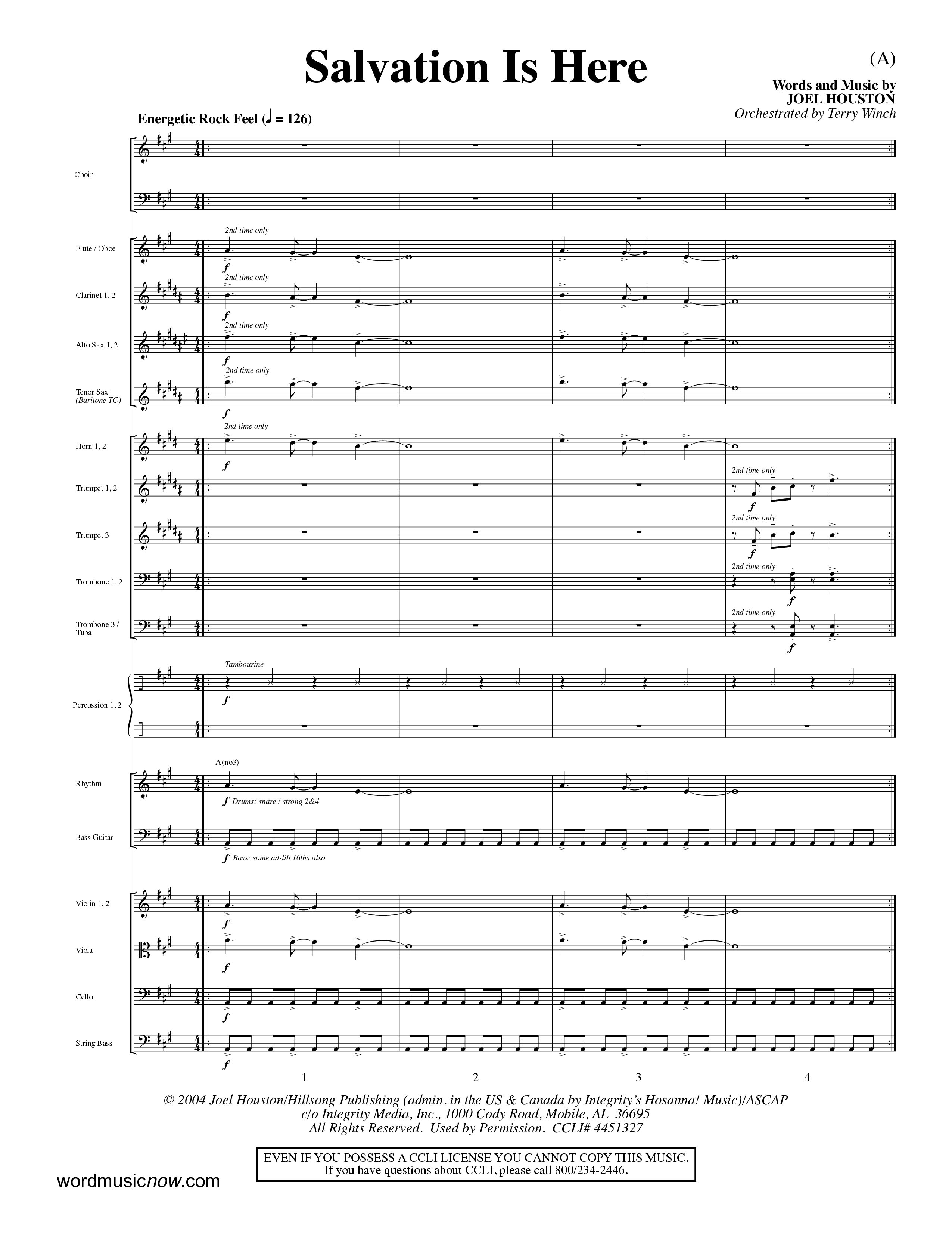 Salvation Is Here (Choral Anthem SATB) Orchestration (Word Music Choral / Arr. Terry Winch)