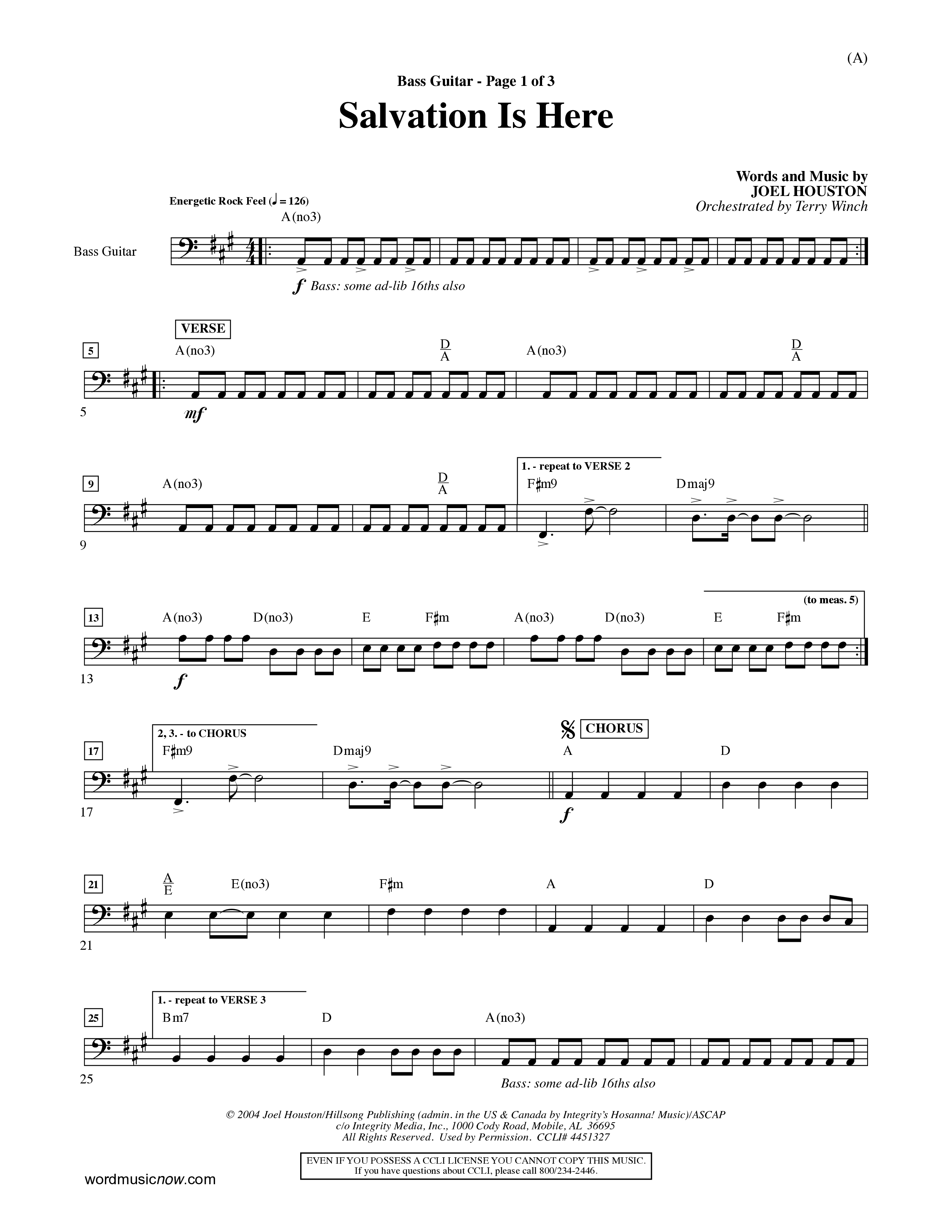 Salvation Is Here (Choral Anthem SATB) Guitar (Word Music Choral / Arr. Terry Winch)